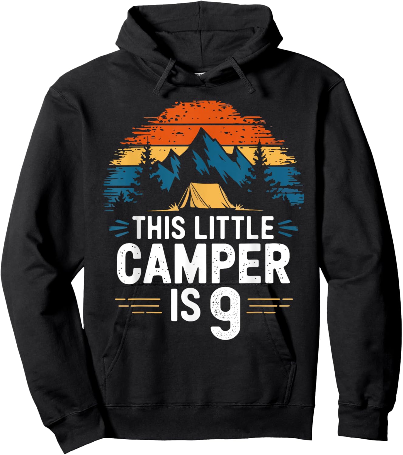 9th Birthday Camping Shirt for 9 Year Old Kids Camping Party Hoodie - Hoodie | Black