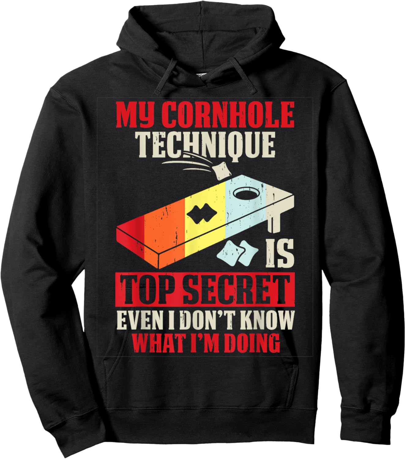 Funny Cornhole , Small, Black Hoodie - Hoodie | Black