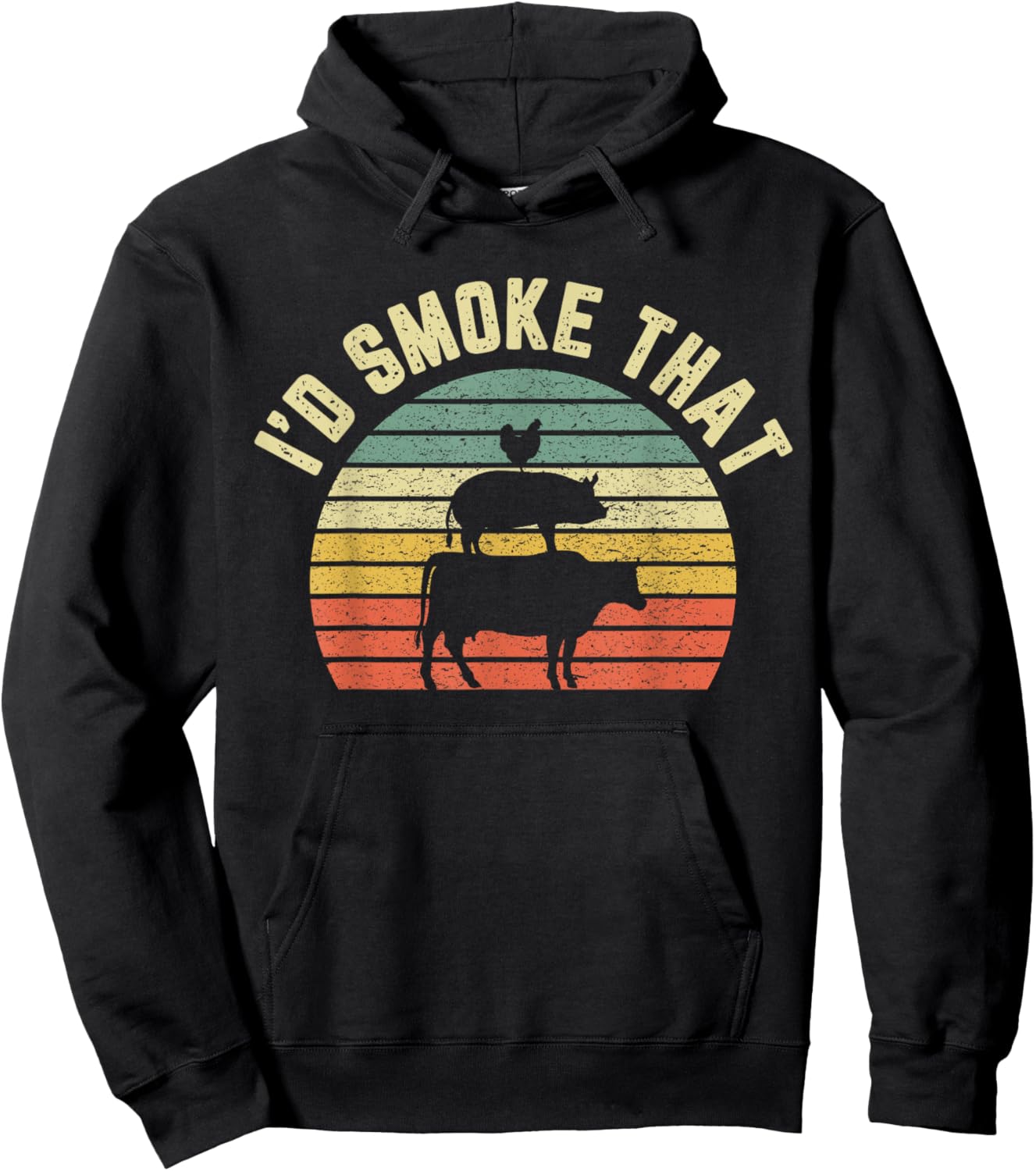 Funny BBQ Shirt I'd Smoke That Retro Barbeque Grilling Gift Hoodie - Hoodie | Black