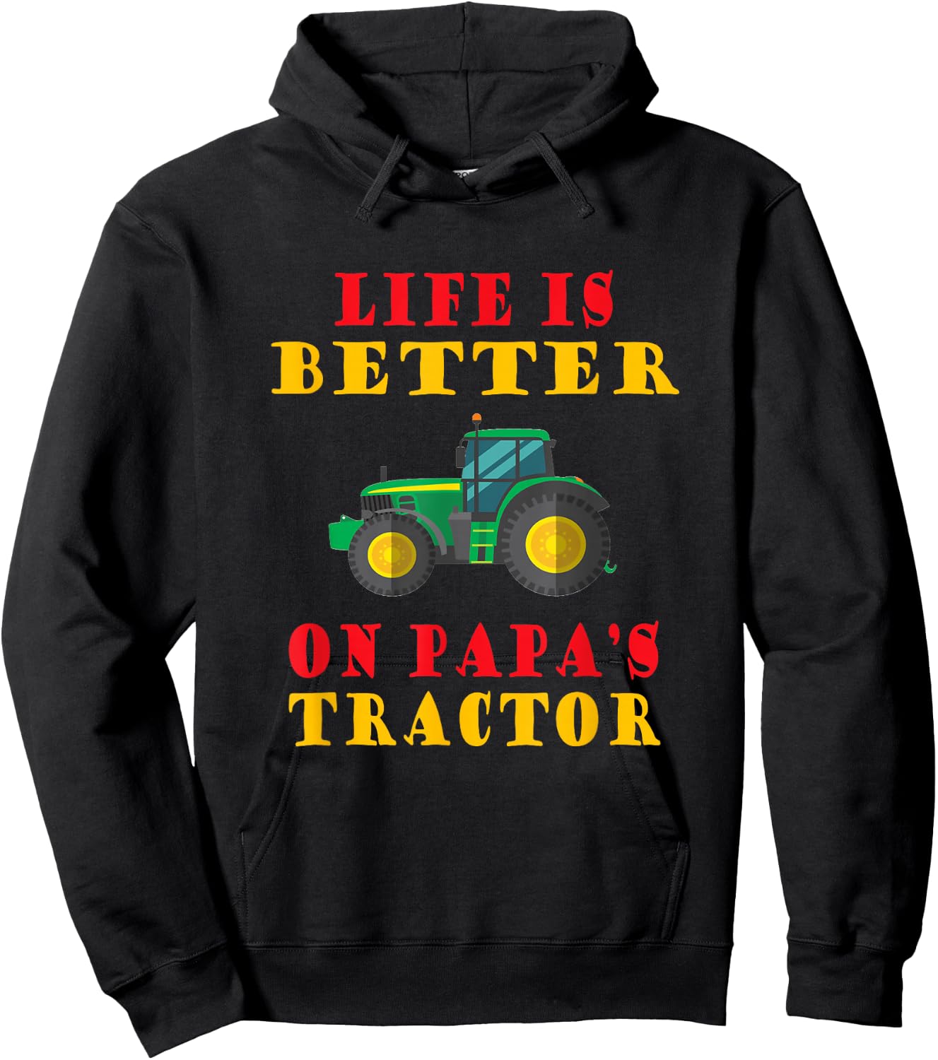 Life is better on papa's Tractor | Boys & Girls Hoodie - Hoodie | Black