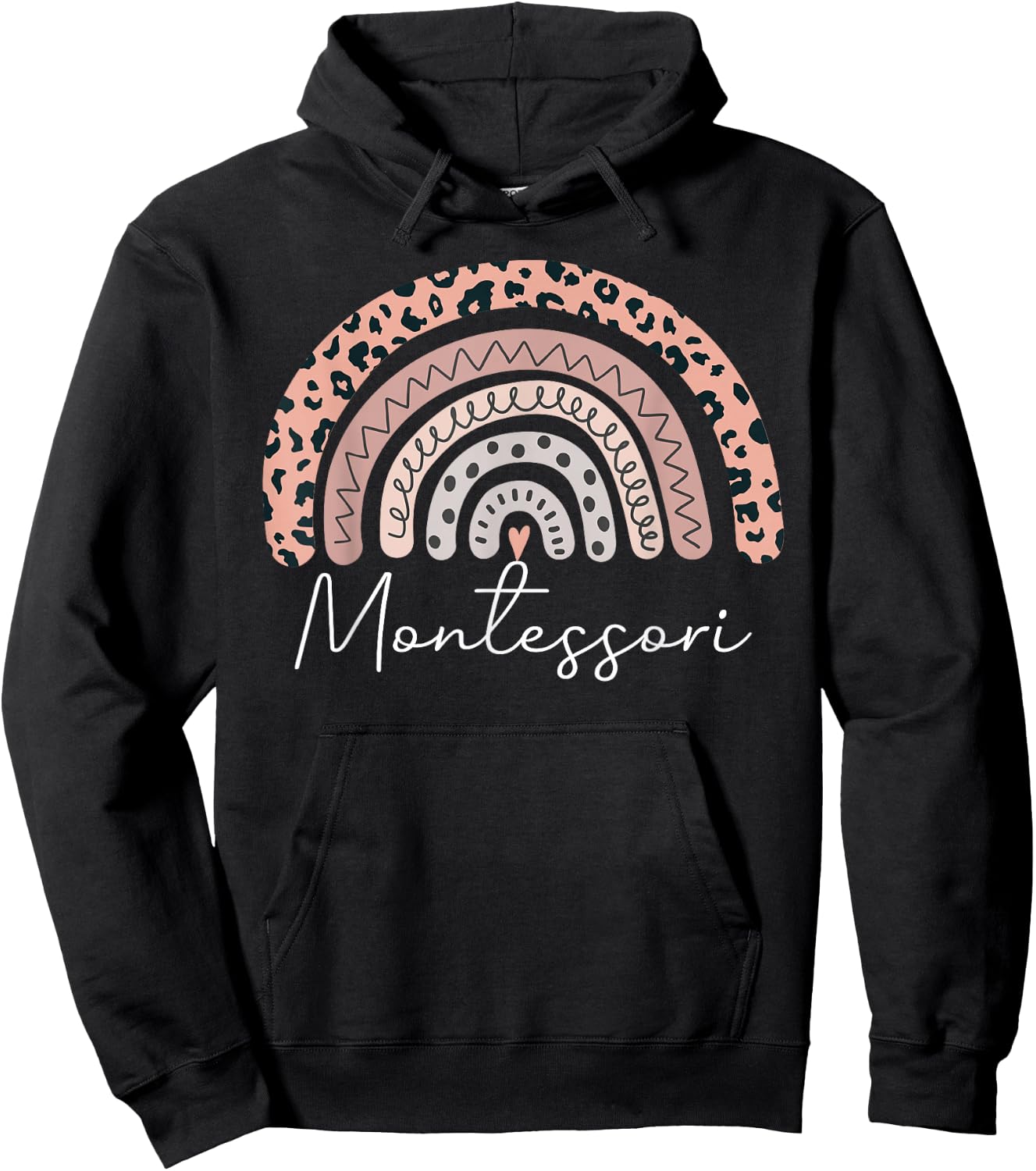 Montessori Teacher Leopard Rainbow Appreciation Teachers Hoodie - Hoodie | Black