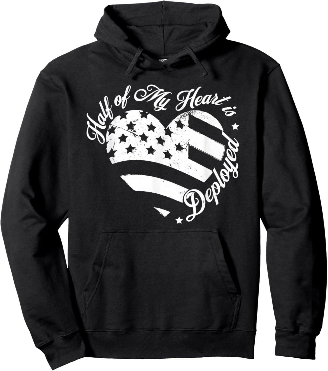 Half of My Heart is Deployed Husband Wife Deployment Gifts Hoodie - Hoodie | Black