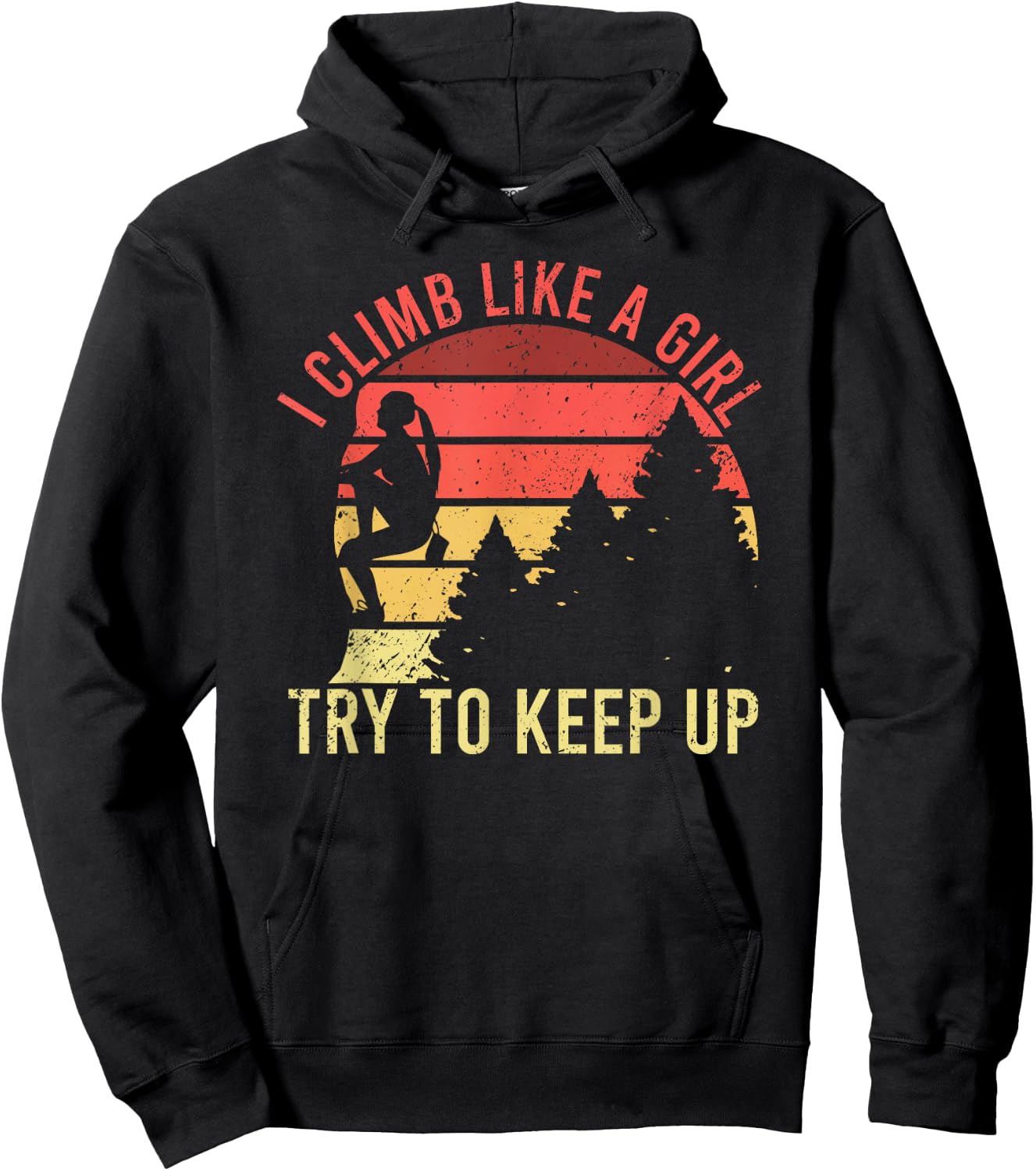 I Climb Like A Girl Rock Climbing Gear Kids Women Vintage Hoodie - Hoodie | Black