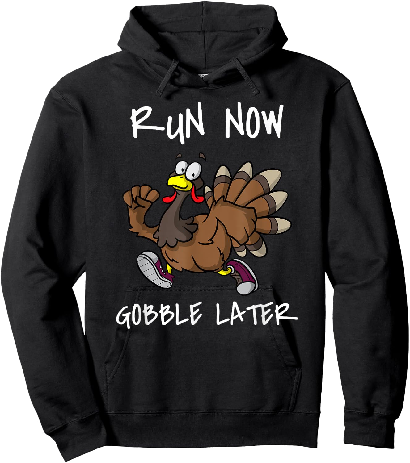 Run Now Gobble Later Funny Thanksgiving Day Race Turkey Trot Hoodie - Hoodie | Black