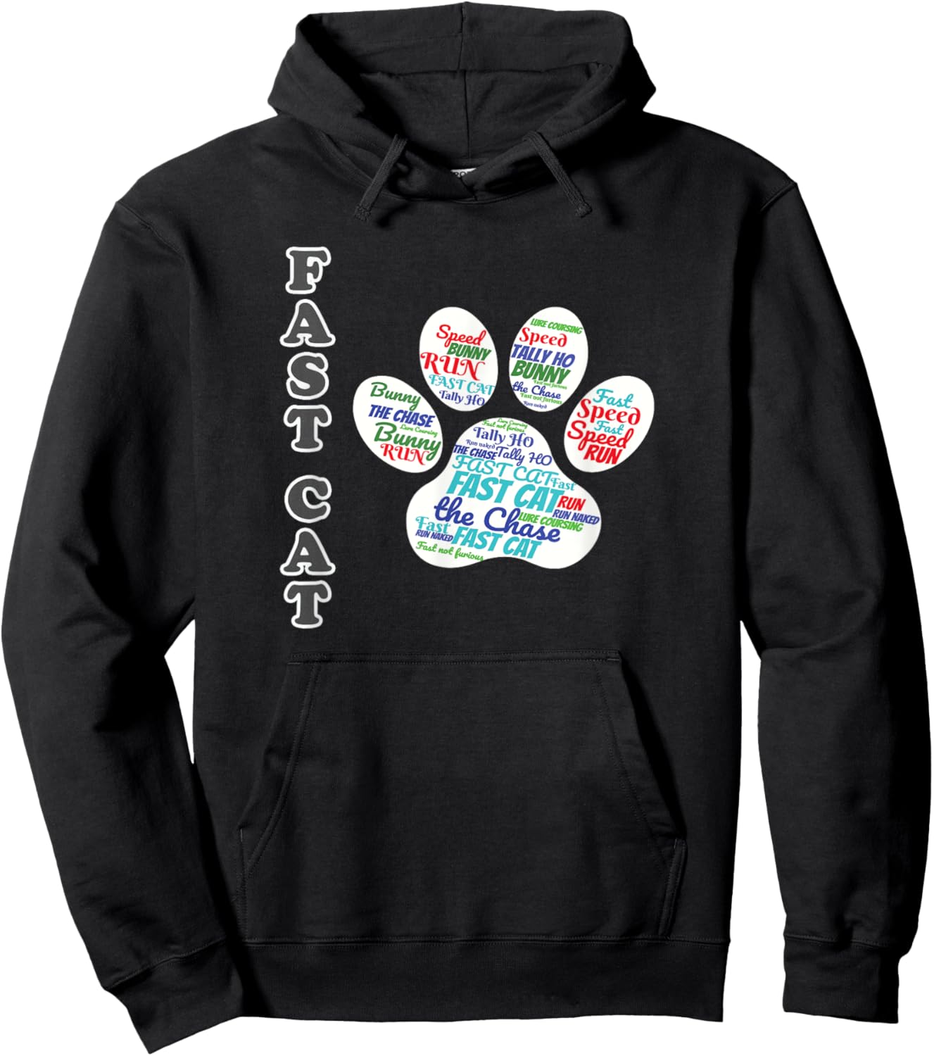 Fast Cat Dog Sport - Fast Cat word cloud Hoodie - Hoodie | Black