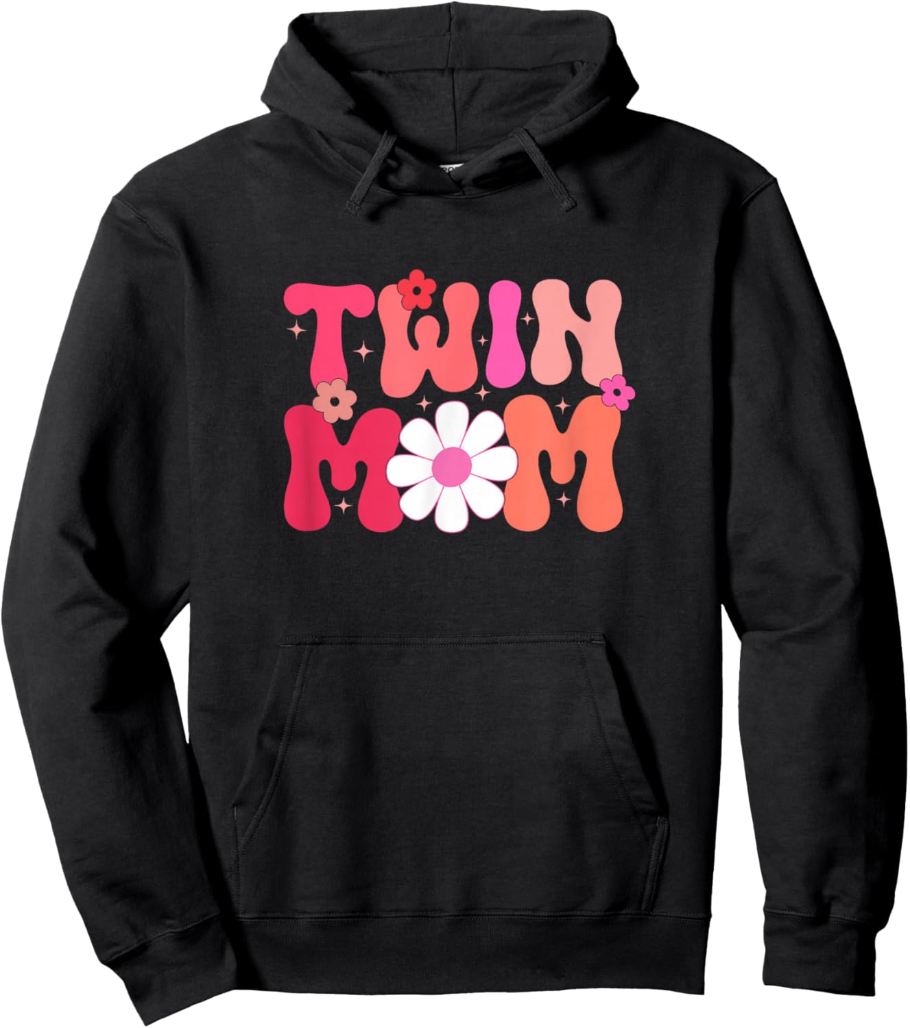 Groovy Twin Mama Funny Mother's Day For New Mom Of Twins Hoodie - Hoodie | Black