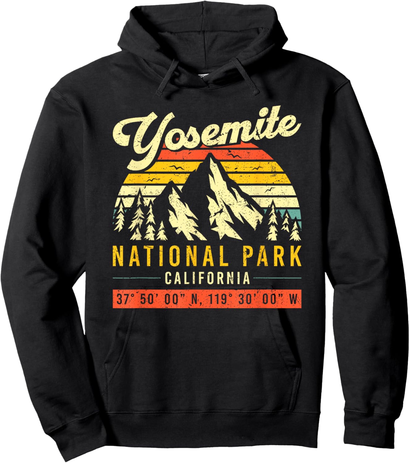 Yosemite Vintage Retro California National Park Hoodie - Hoodie | Black