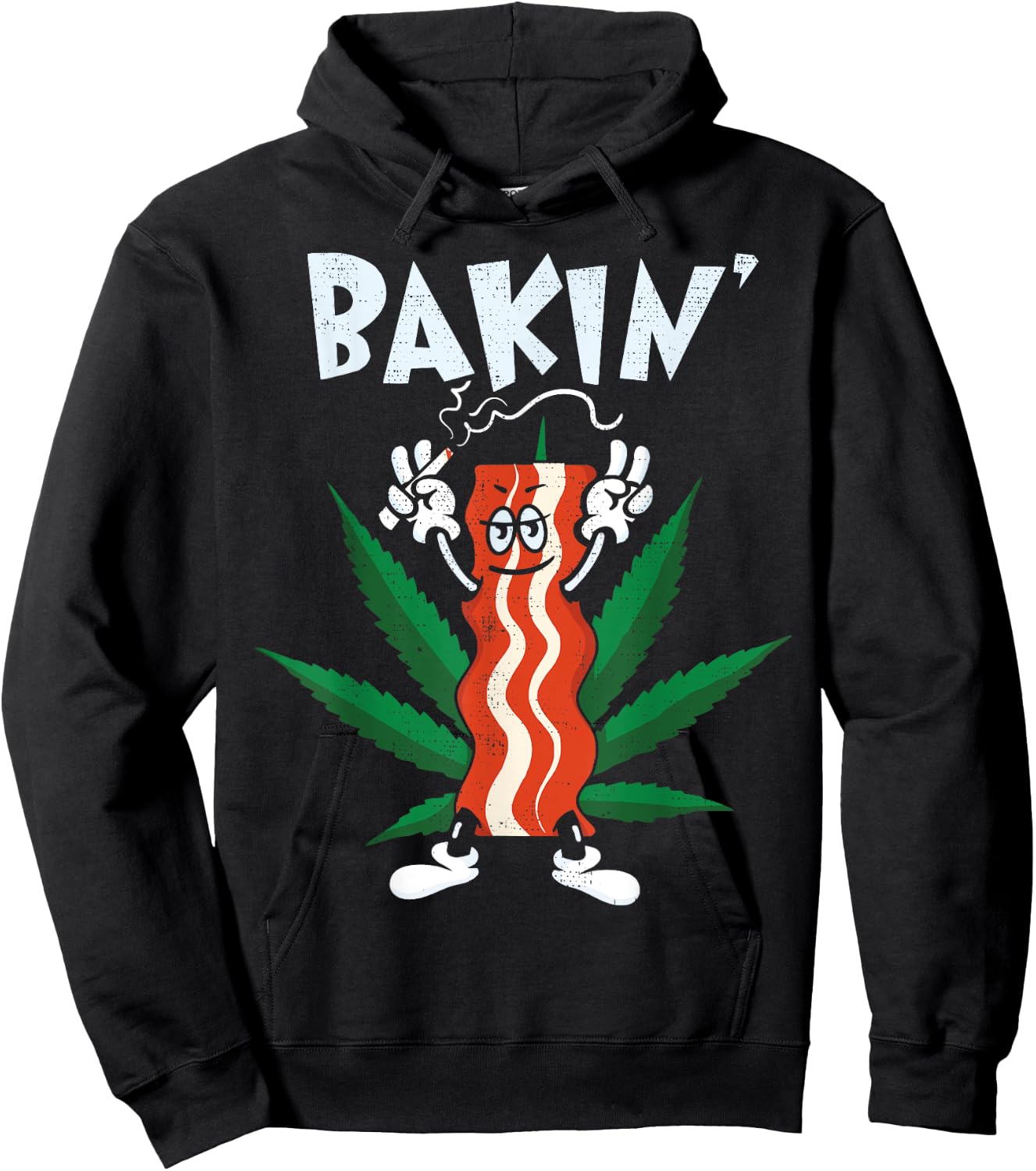 Fun Bakin' Bacon Gift Design for Weed Marijuana Smoke Hoodie - Hoodie | Black