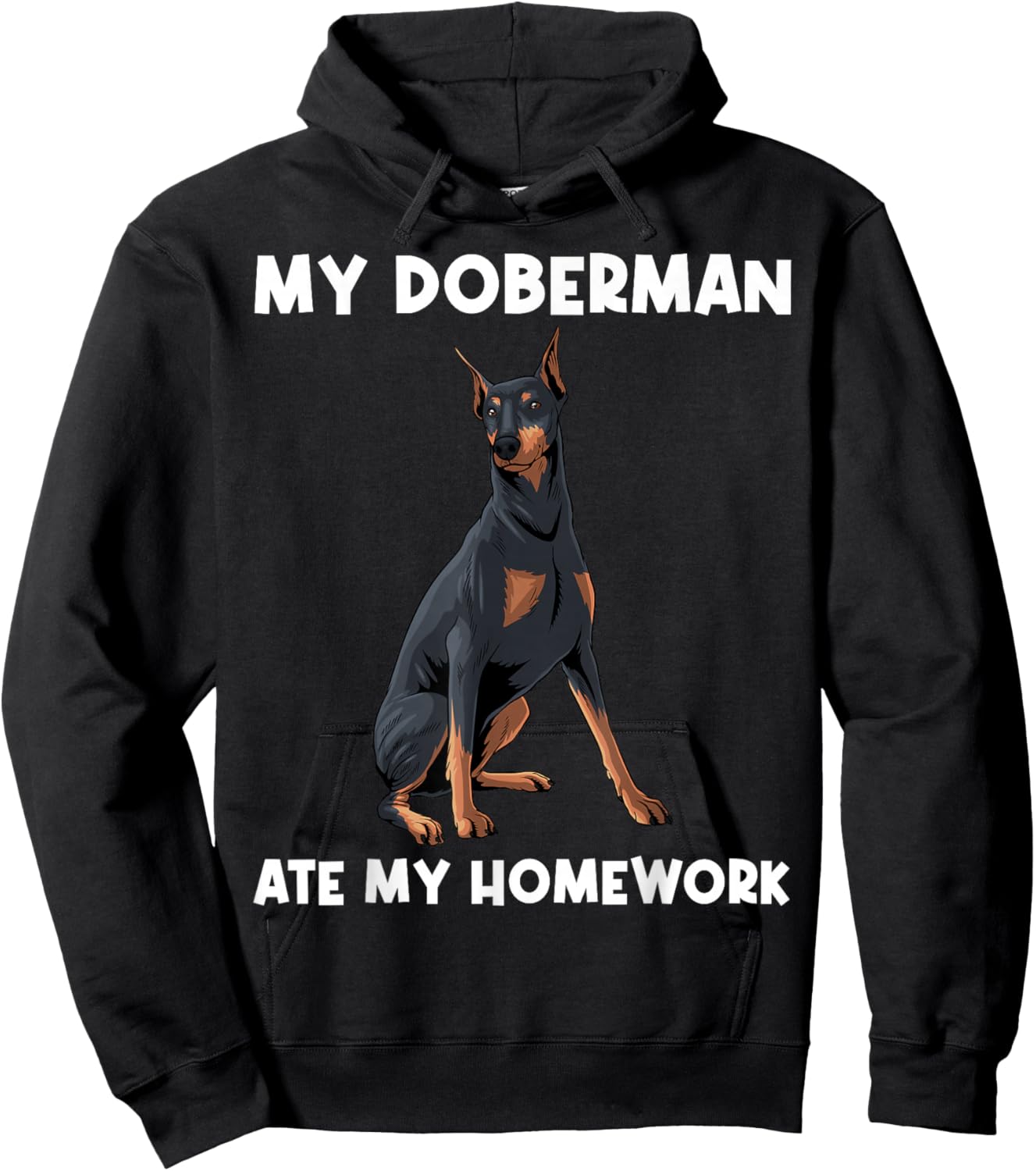 Cool Doberman Art For Kids Boys Dog Breed Doberman Pinscher Hoodie - Hoodie | Black