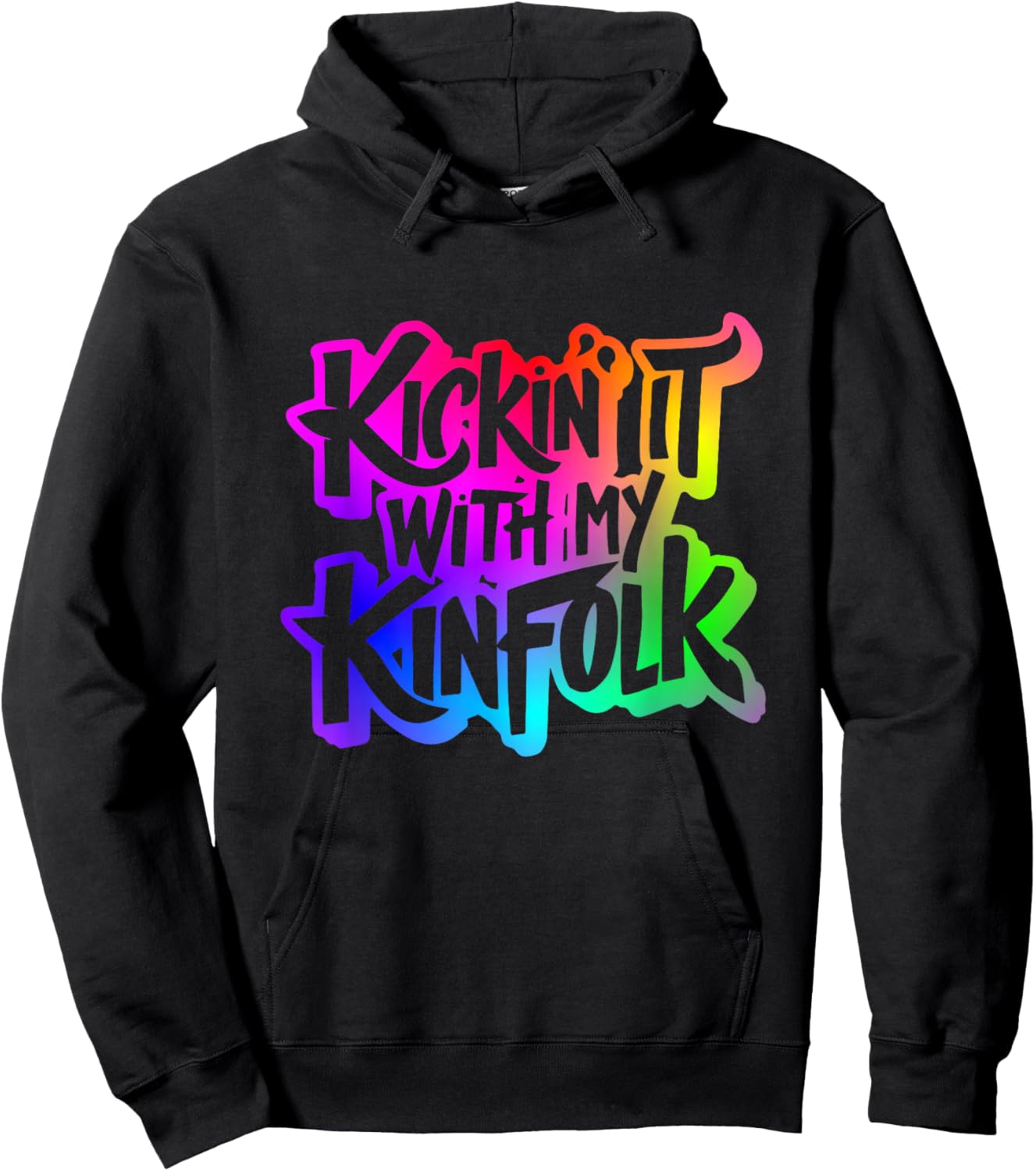 Funny Memorable Family Reunion Celebration Apparel Kickin' It With My Kinfolk -Adults Black Short Sleeve Classic Fit Small Hoodie - Hoodie | Black