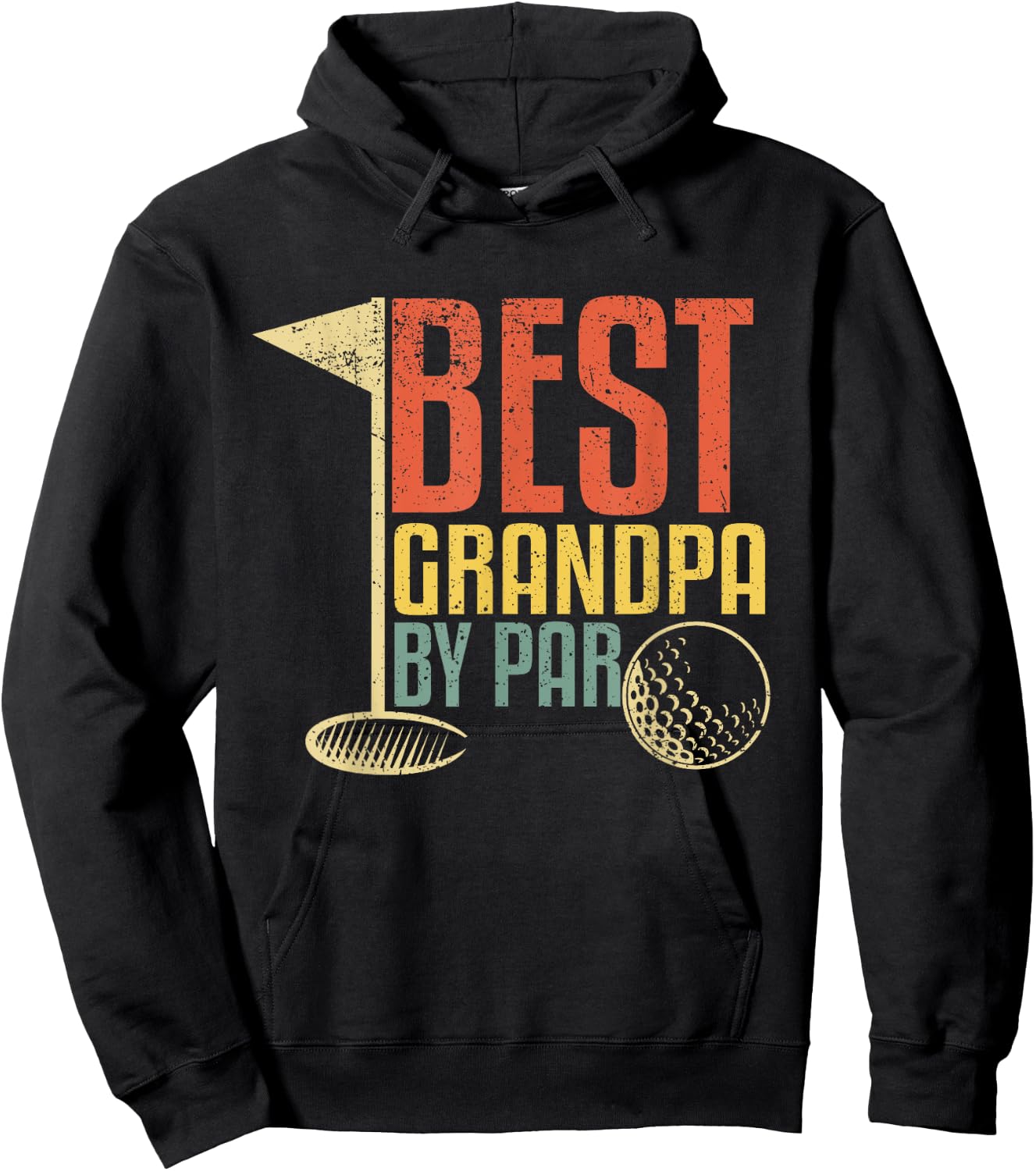 Best Grandpa By Par Retro Funny Golf Player Papa Fathers Day Hoodie - Hoodie | Black