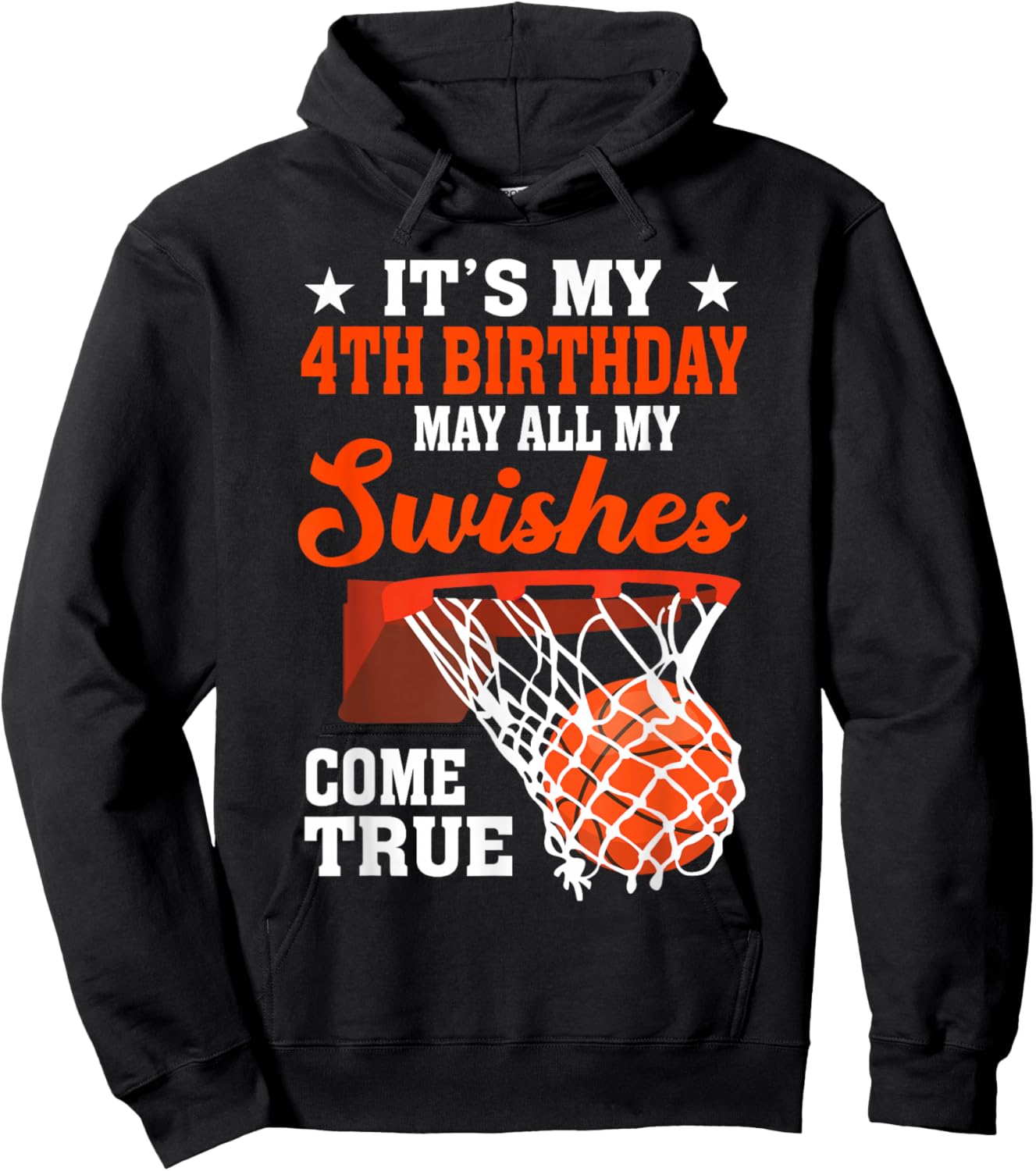 It's My 4th Birthday Basketball 4 Year Old Hoodie - Hoodie | Black