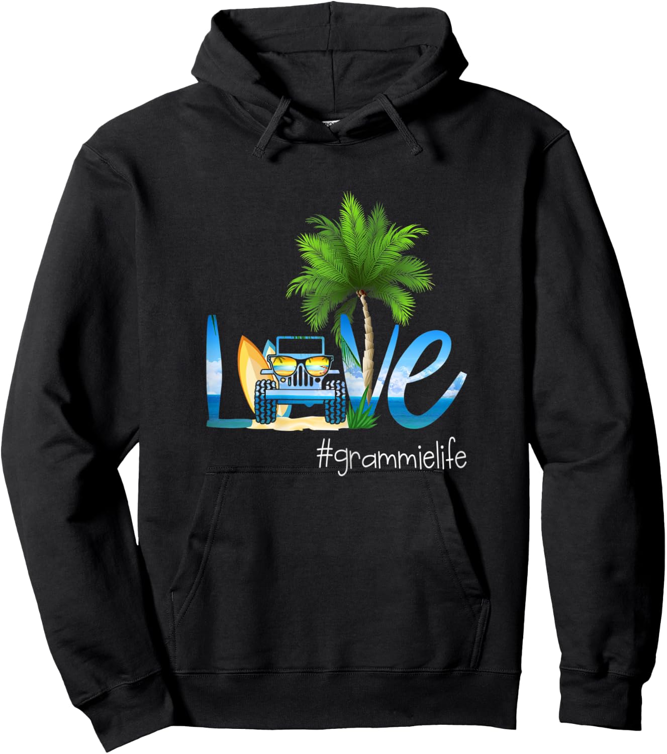 Love Grammie Life-Vacation- Beach and Truck Women Hoodie - Hoodie | Black