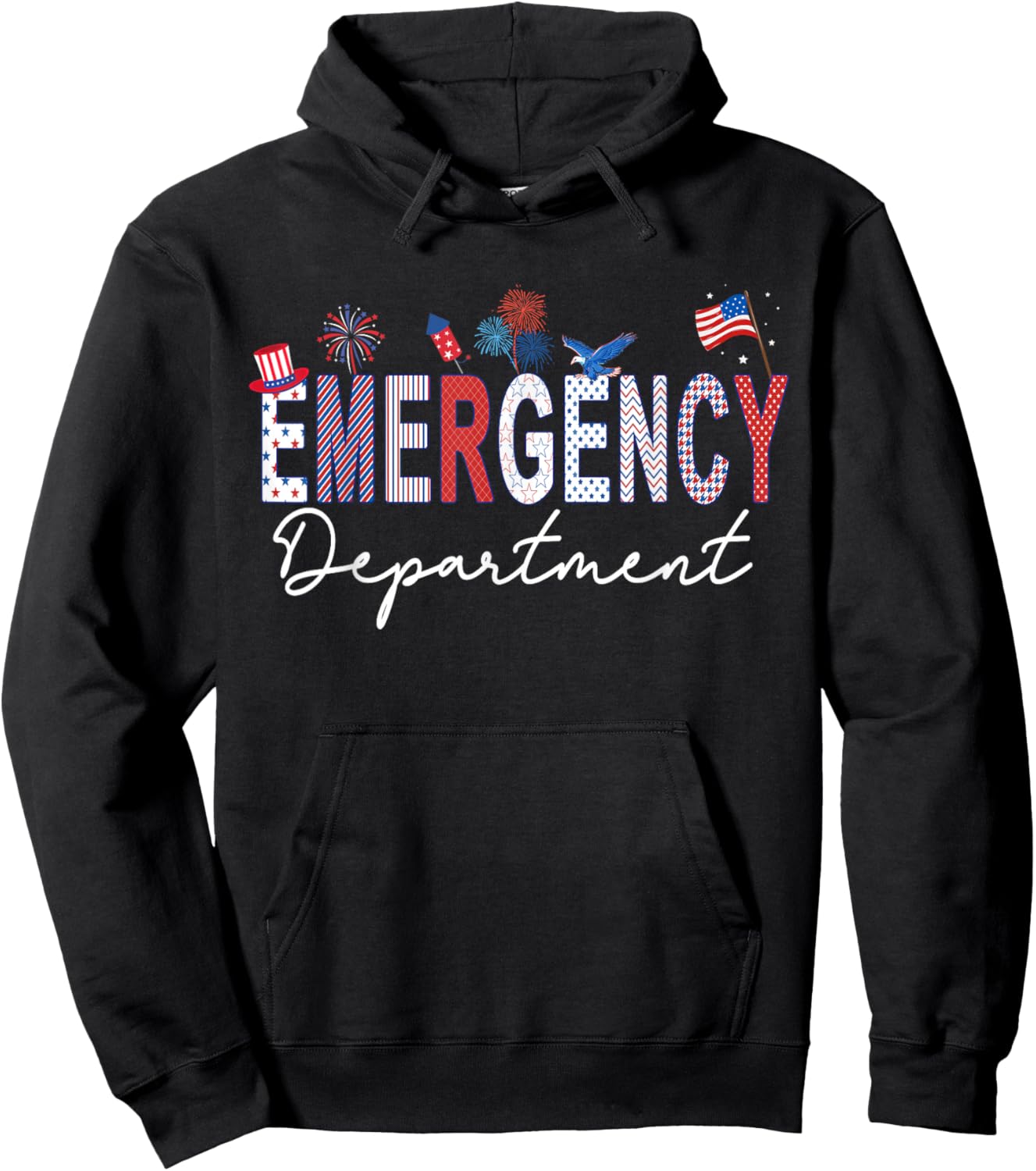Emergency Department 4th of July USA Emergency Room Nurse Hoodie - Hoodie | Black