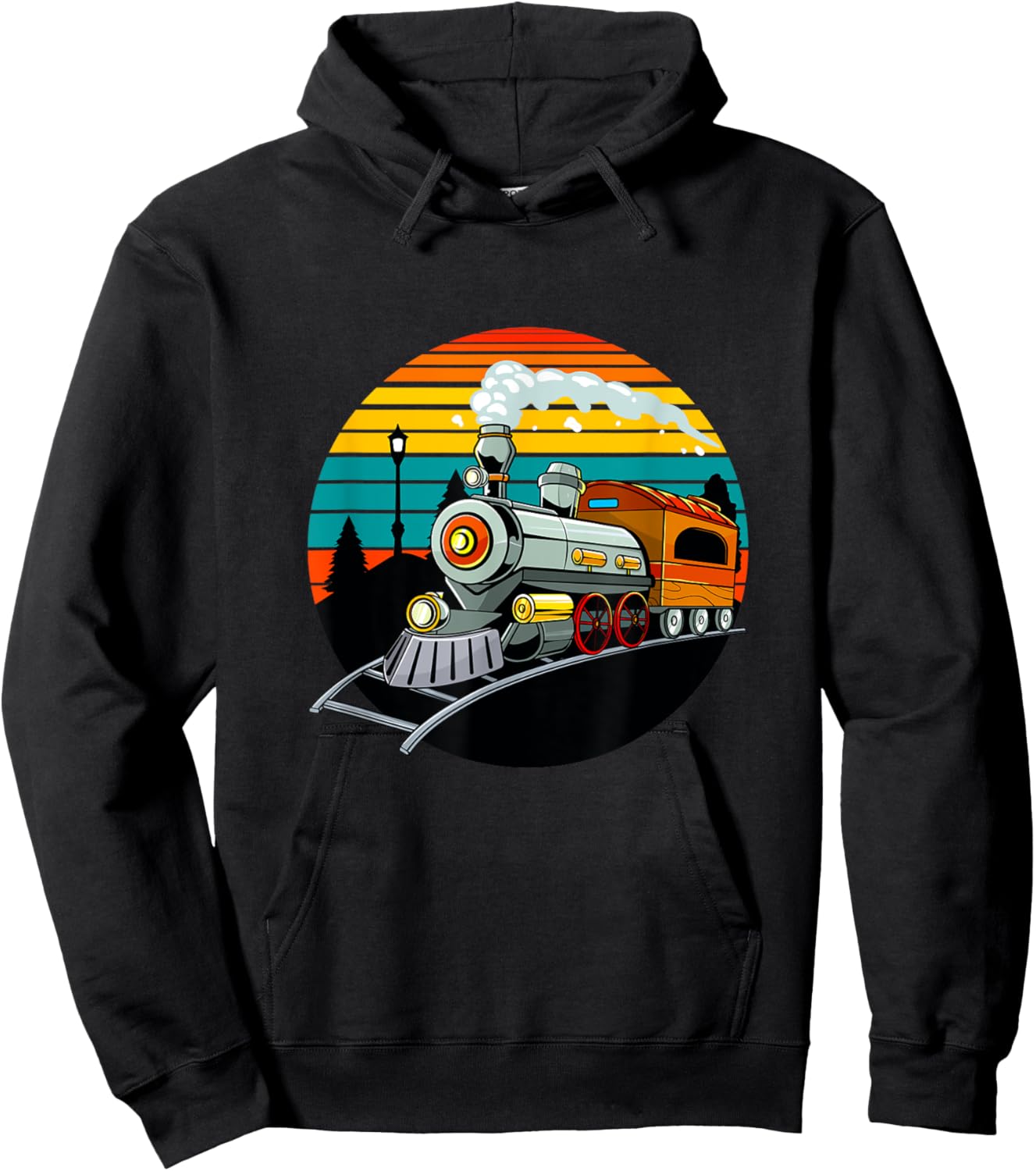 Train Lovers Retro Vintage Railroads Men Boys Kids Toddlers Hoodie - Hoodie | Black