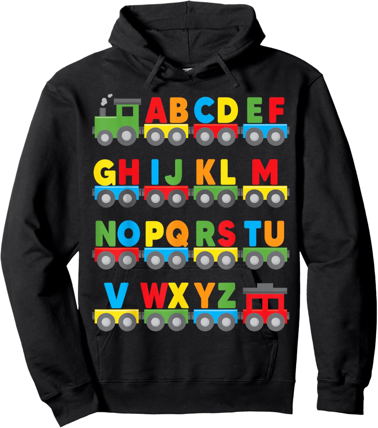 Alphabet Toy Train Colorful Letters Learn ABCs boy Girl Kids Hoodie - Hoodie | Black