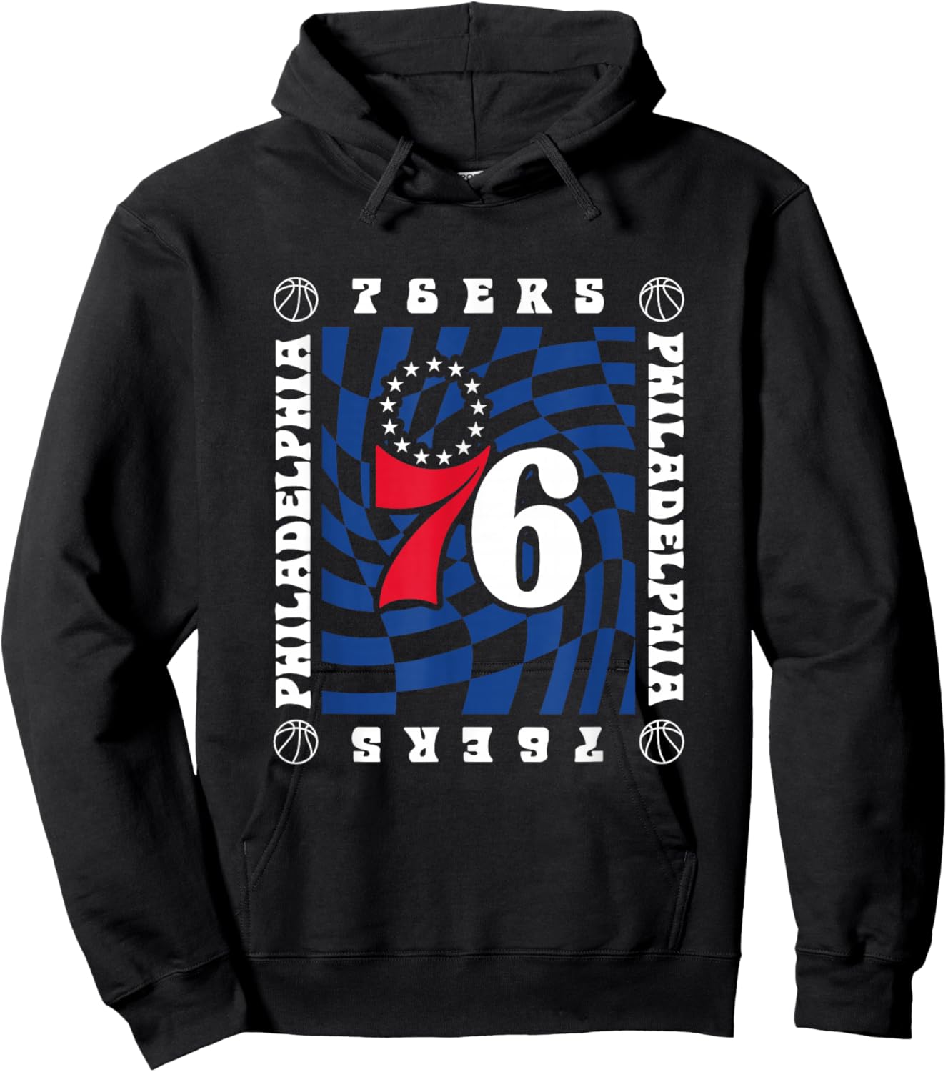 NBA Philadelphia 76ers Retro Checkerboard Wave Hoodie - Hoodie | Black