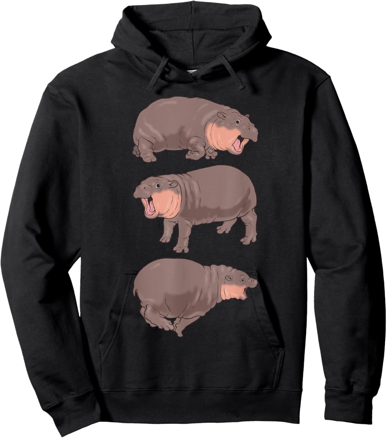 Moo Deng Hippo Shirt Baby Pygmy Hippo Bouncy Pork Funny Meme Hoodie - Hoodie | Black