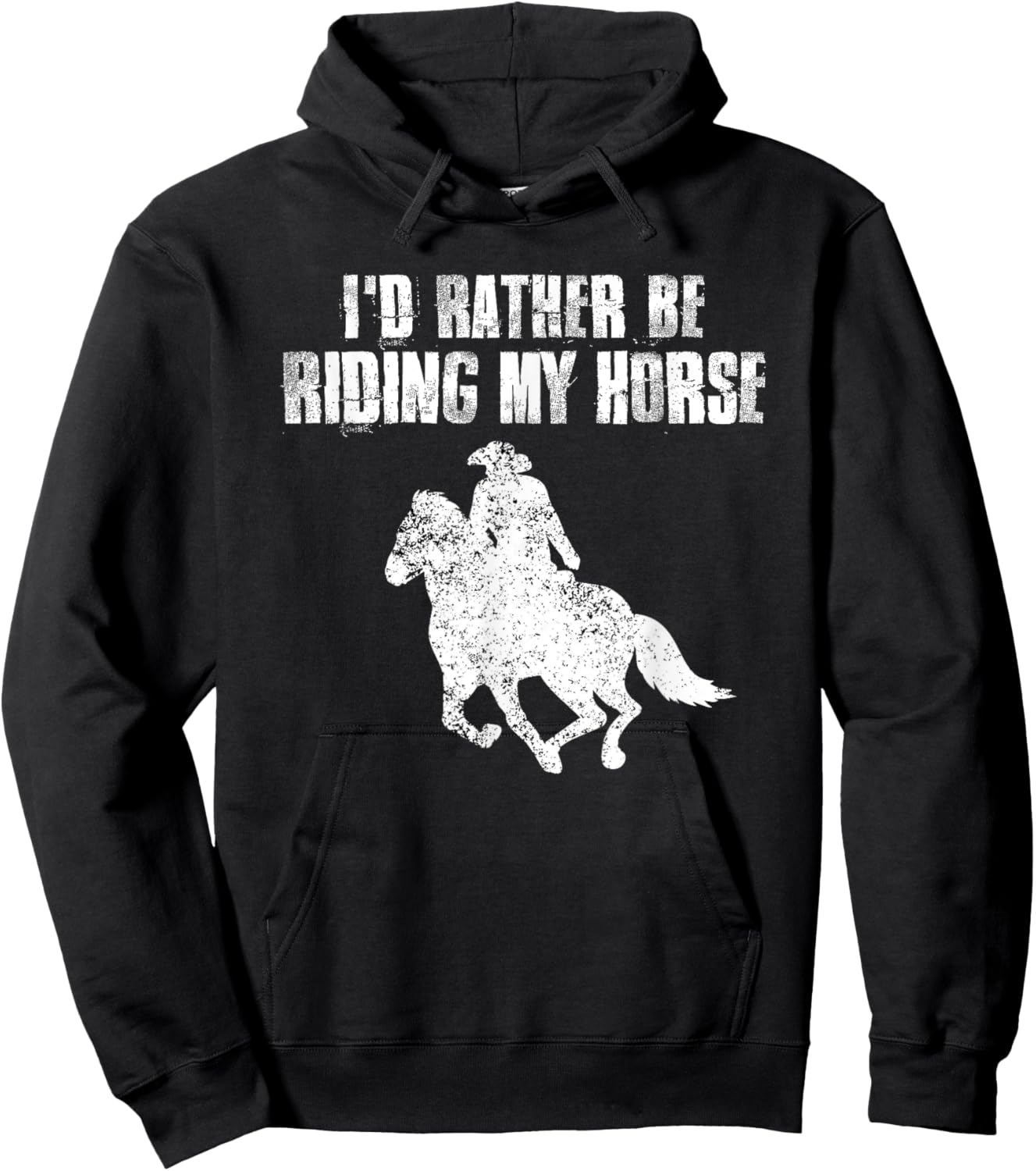 I'd Rather Be Riding My Horse Rider Vintage Horses Lover Hoodie - Hoodie | Black