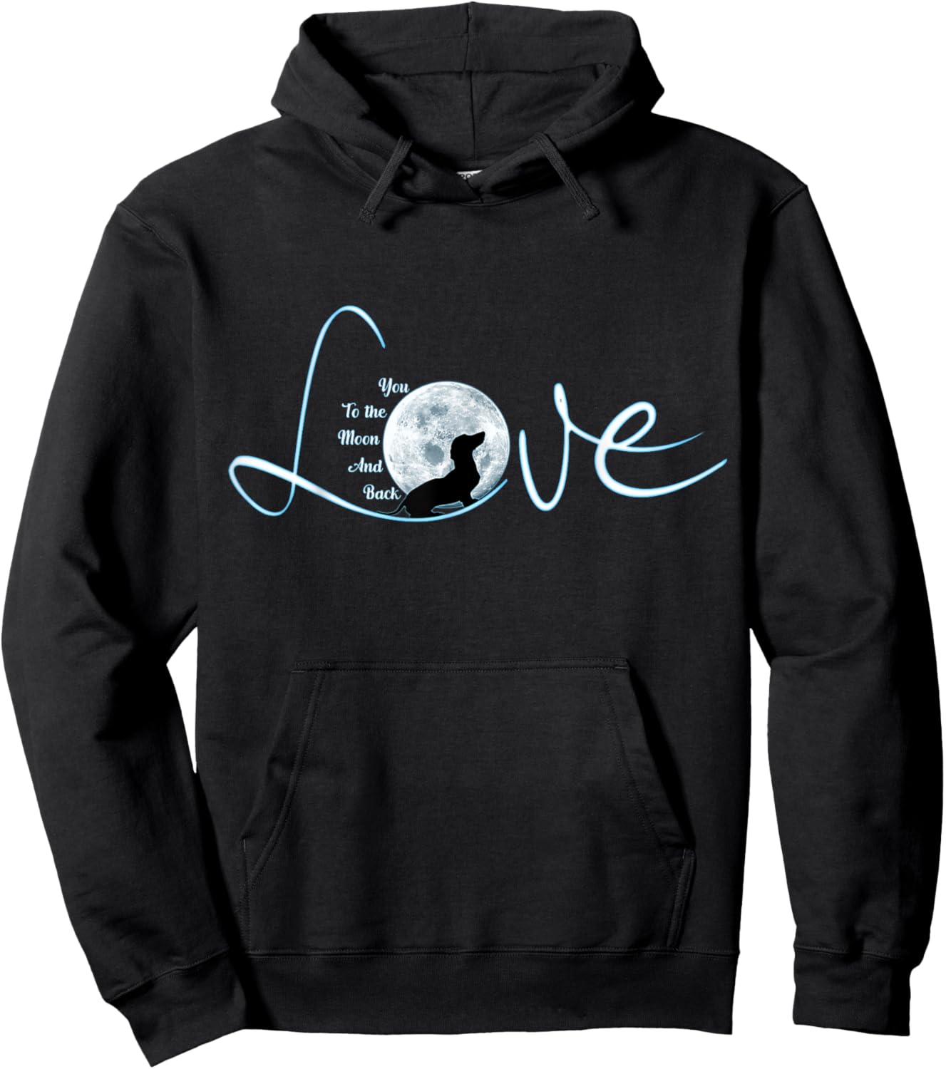 Weeine Love To Moon and Back Dachshund Mom Weiner Dog Hoodie - Hoodie | Black