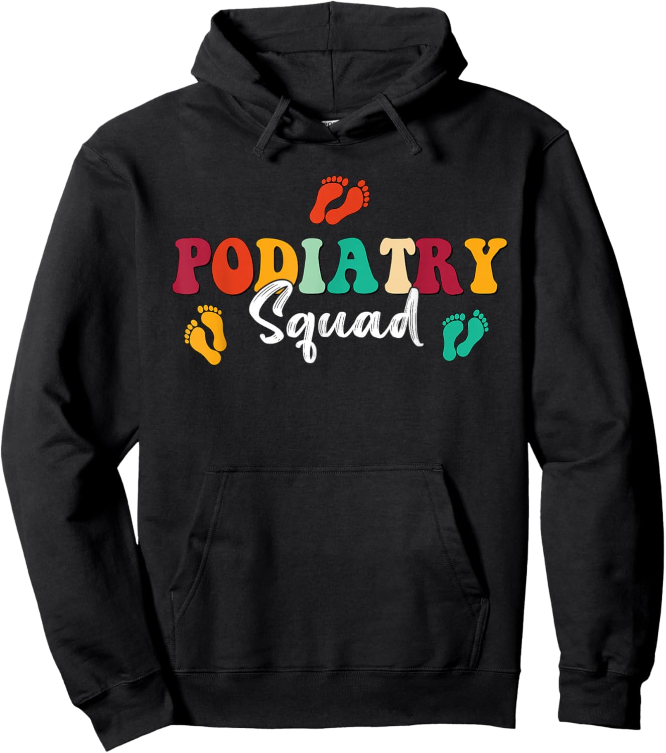 Retro Groovy Podiatry Squad Footprint Podiatrist Hoodie - Hoodie | Black