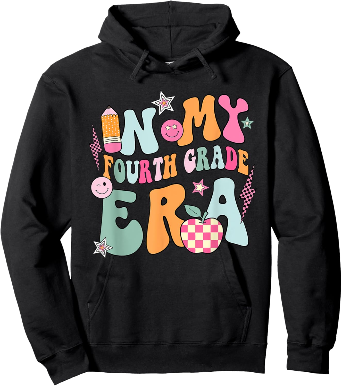In My Fourth Grade Era Back To School Retro Groovy 4th Grade Hoodie - Hoodie | Black