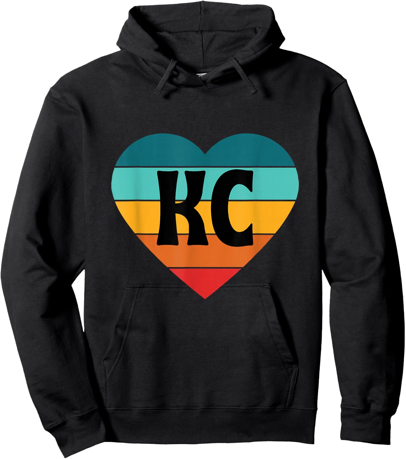 80s Vintage Sunset Heart KC Hoodie - Hoodie | Black