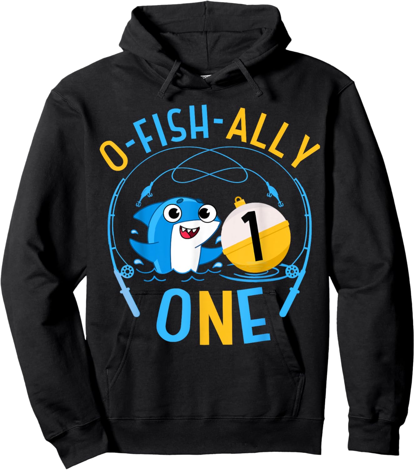Ofishally One 1st Birthday Fishing Theme O-Fishally 1 Family Hoodie - Hoodie | Black