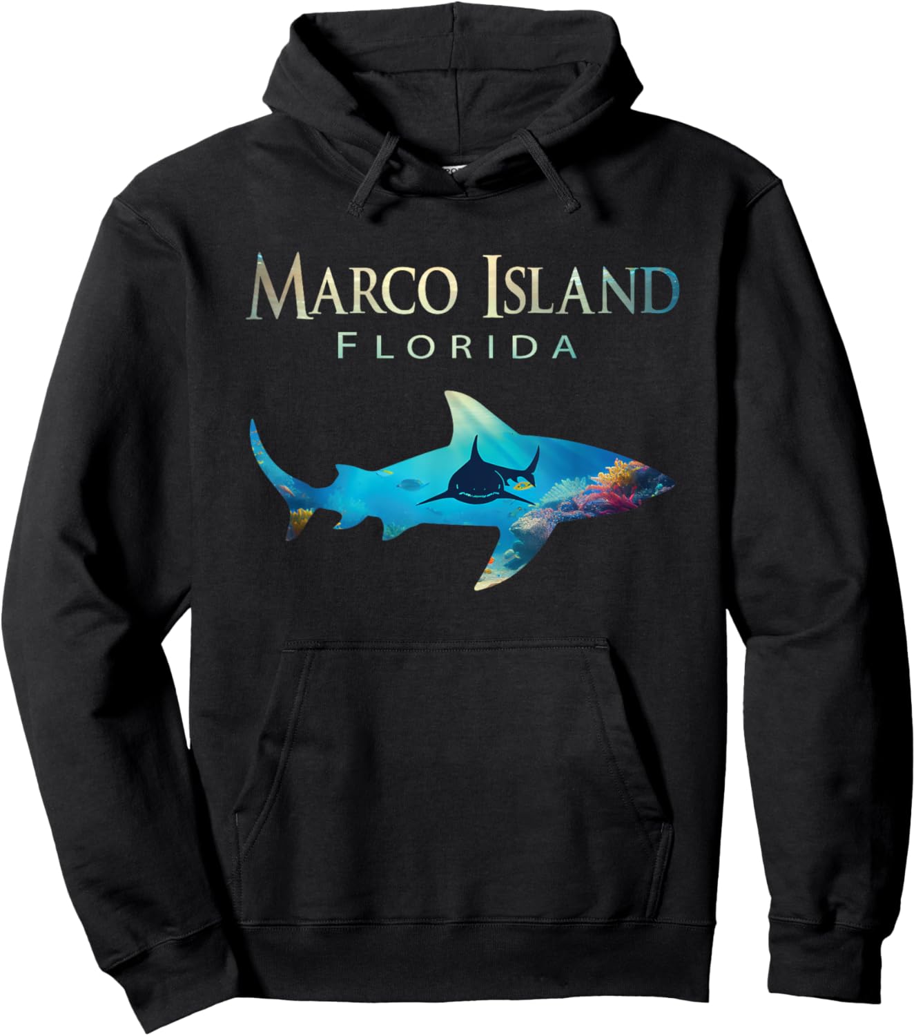 Marco Island Retro Marco Island Fl Shark Hoodie - Hoodie | Black