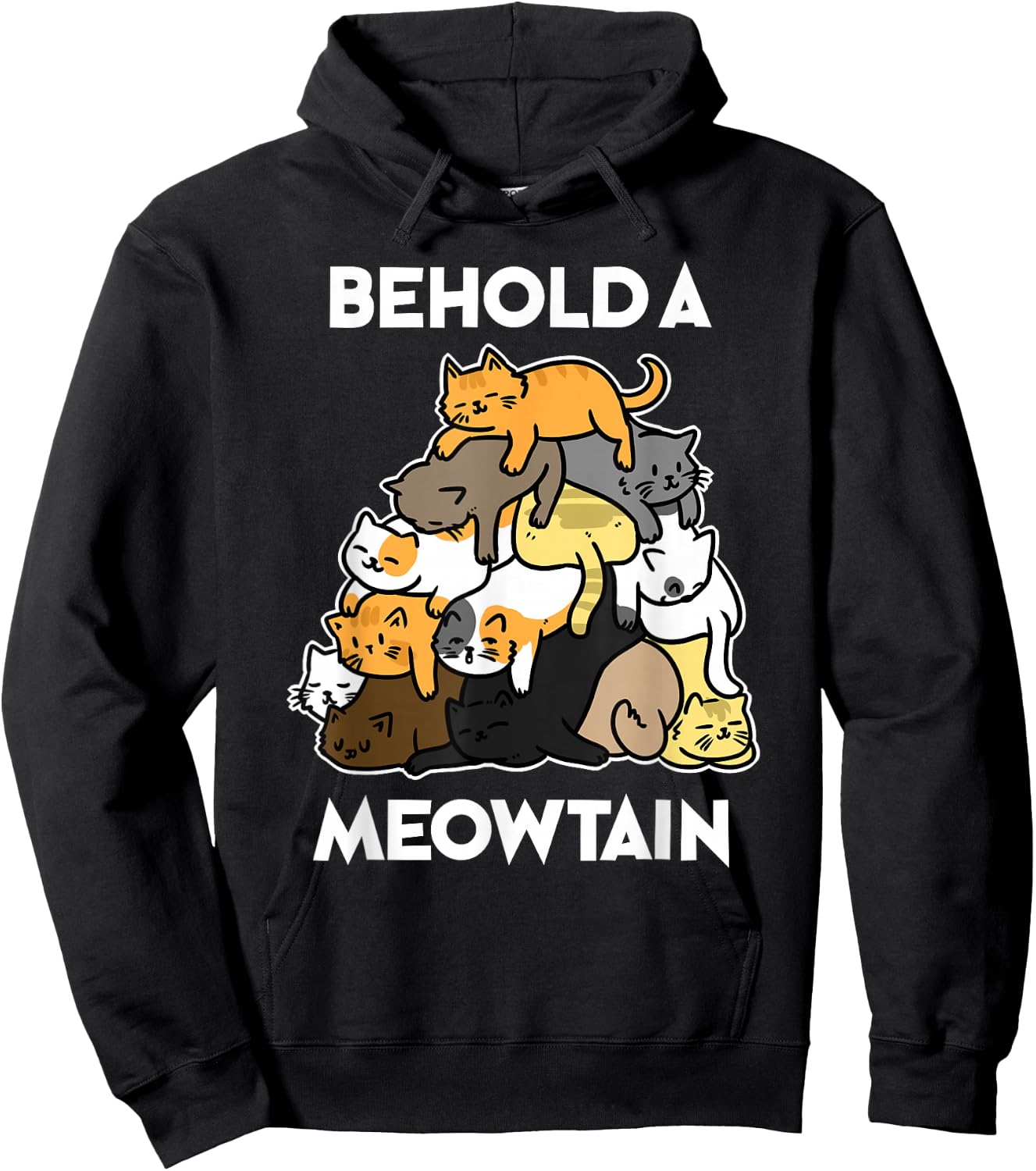 Funny Cat Behold A Meowtain Cat Mountain Hoodie - Hoodie | Black