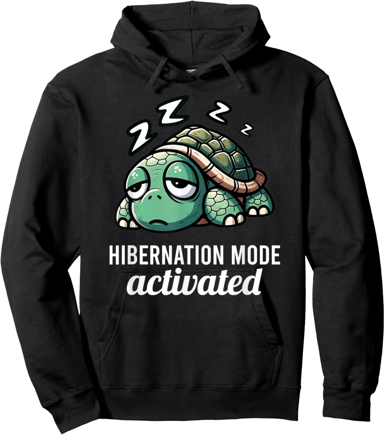 Funny Turtle Pun Hibernation Mode Activated Turtle Lover Hoodie - Hoodie | Black
