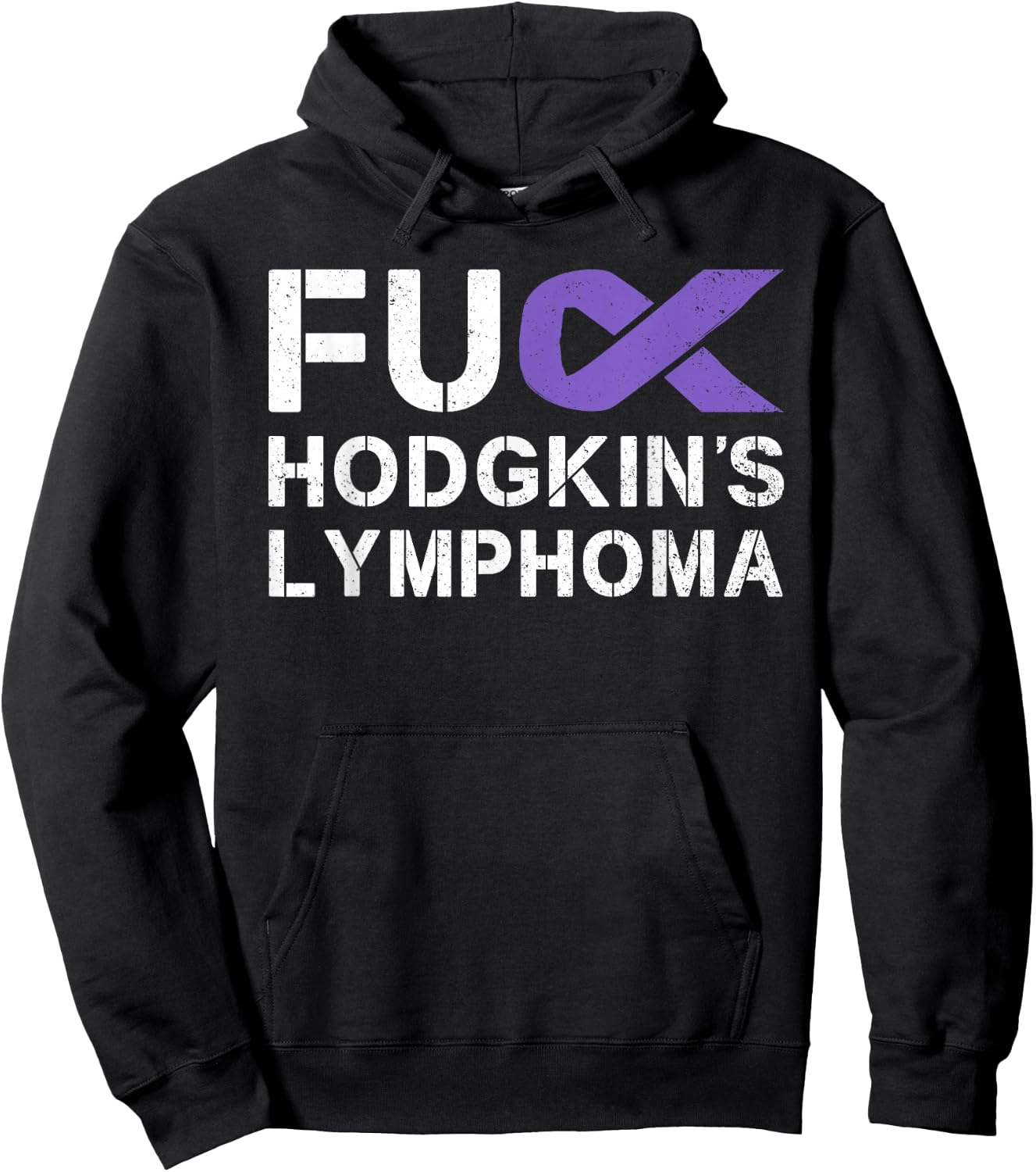 Fuck Hodgkin's Lymphoma Cancer Awareness Ribbon Support Hoodie - Hoodie | Black