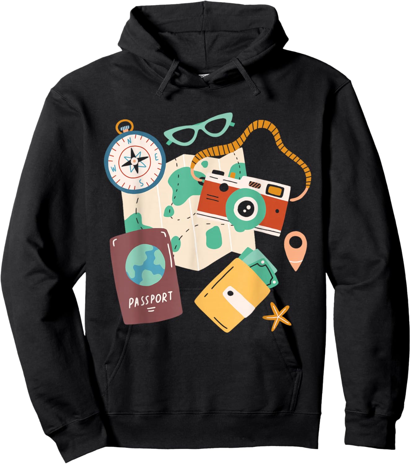 Tourist Holidays Costume Camera Passport Traveling Vacation Hoodie - Hoodie | Black