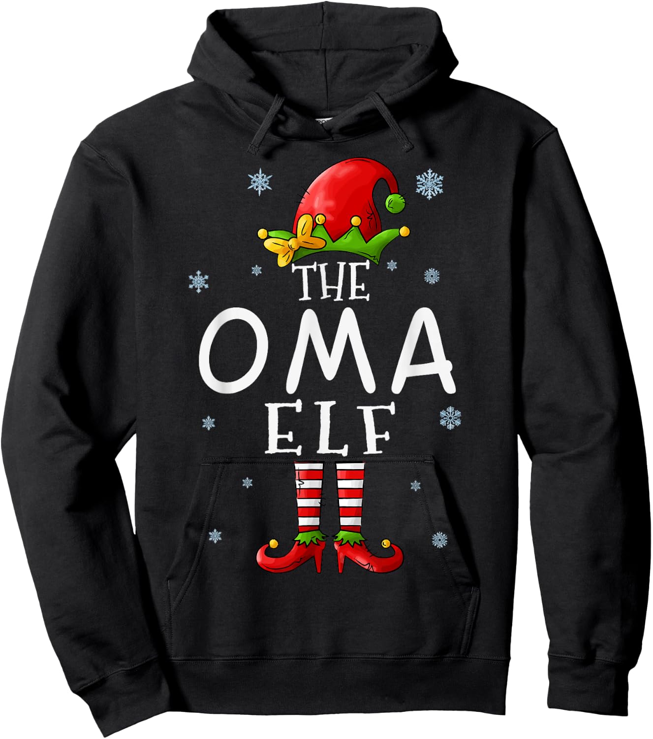 The OMA Elf Funny Grandma Xmas Groupe Matching Christmas Hoodie - Hoodie | Black