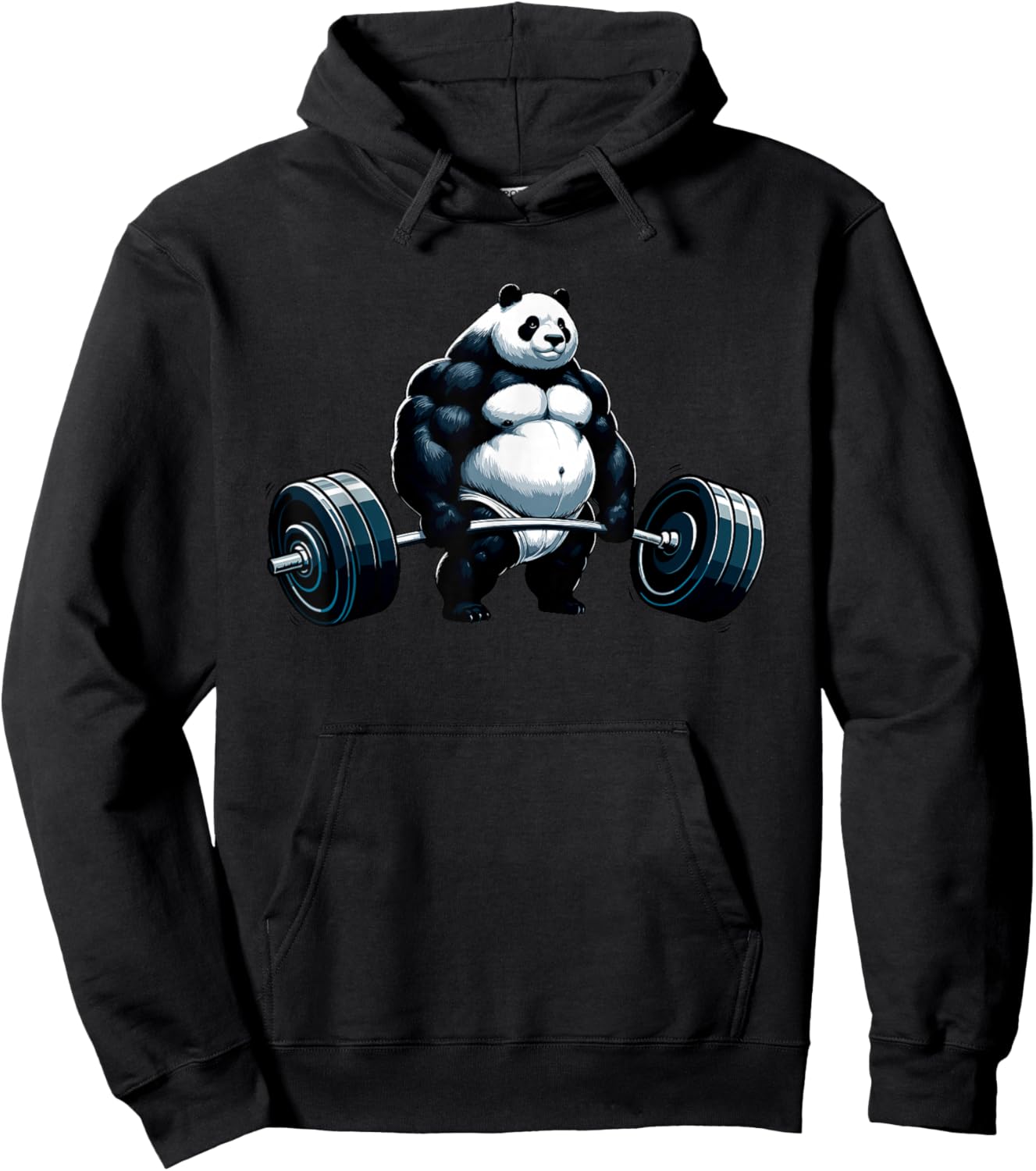 Muscle Gym Panda Bodybuilder Weightlifting Motivational Hoodie - Hoodie | Black