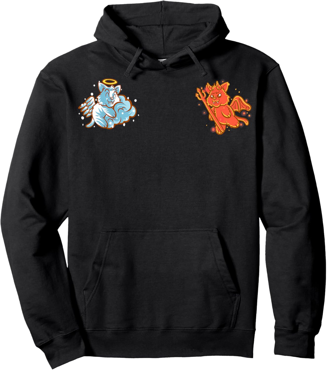 Cat Angel And Devil Sitting On Your Shoulder Nerd Kitten Men Women Girls Kids Hoodie - Hoodie | Black