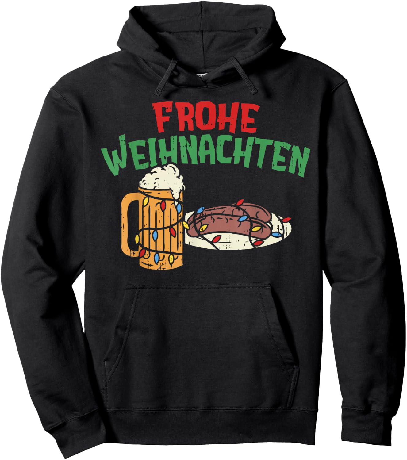 Frohe Weihnachten Shirt Germany Christmas Beer Bratwurst Hoodie - Hoodie | Black