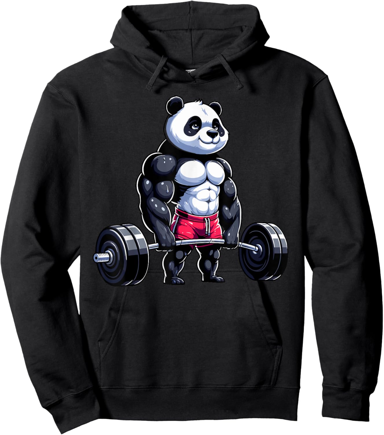 Funny Gym Panda Bodybuilder Weightlifting Motivational Hoodie - Hoodie | Black
