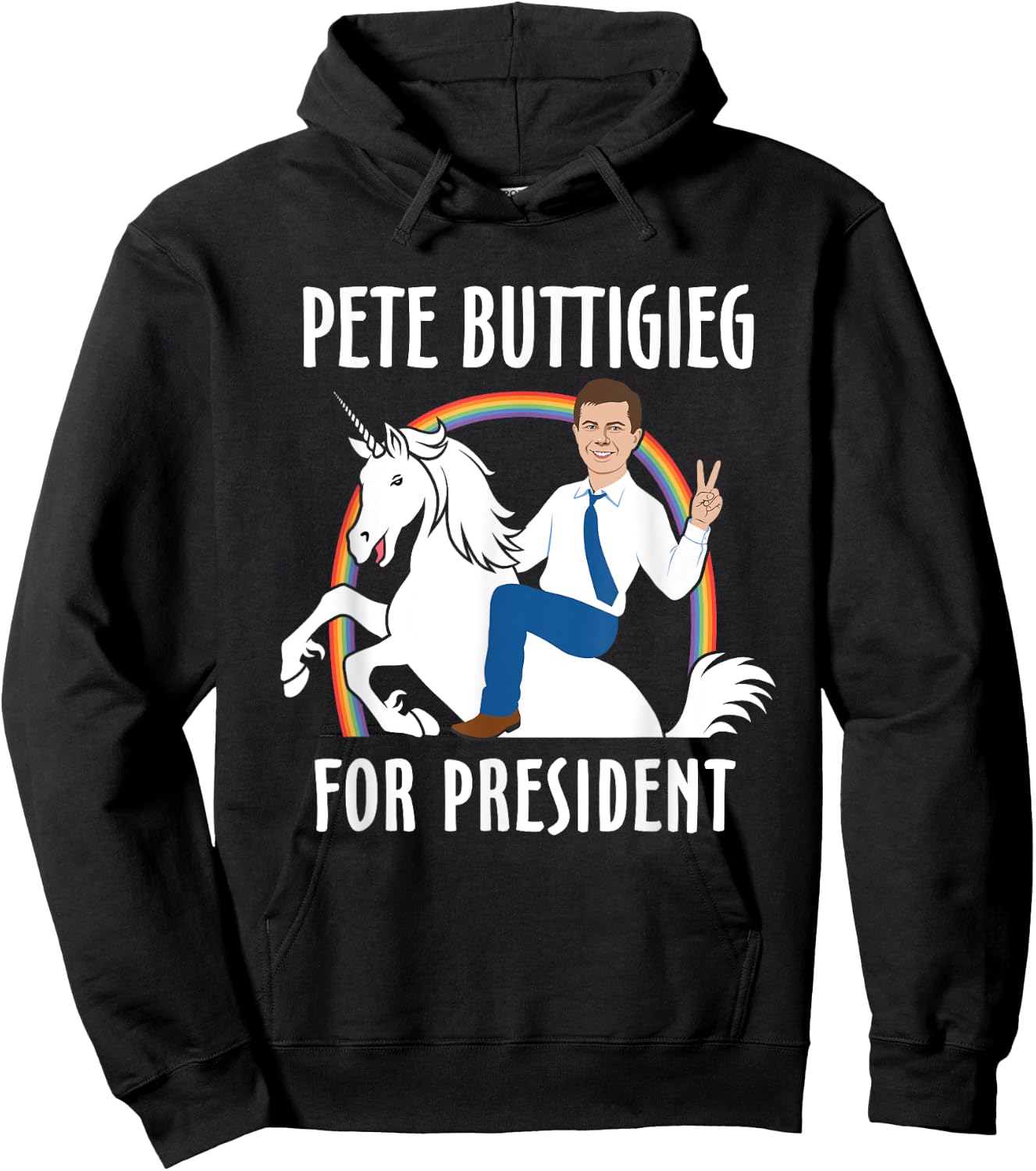 Pete Buttigieg For President Riding Unicorn Funny 2020 Hoodie - Hoodie | Black