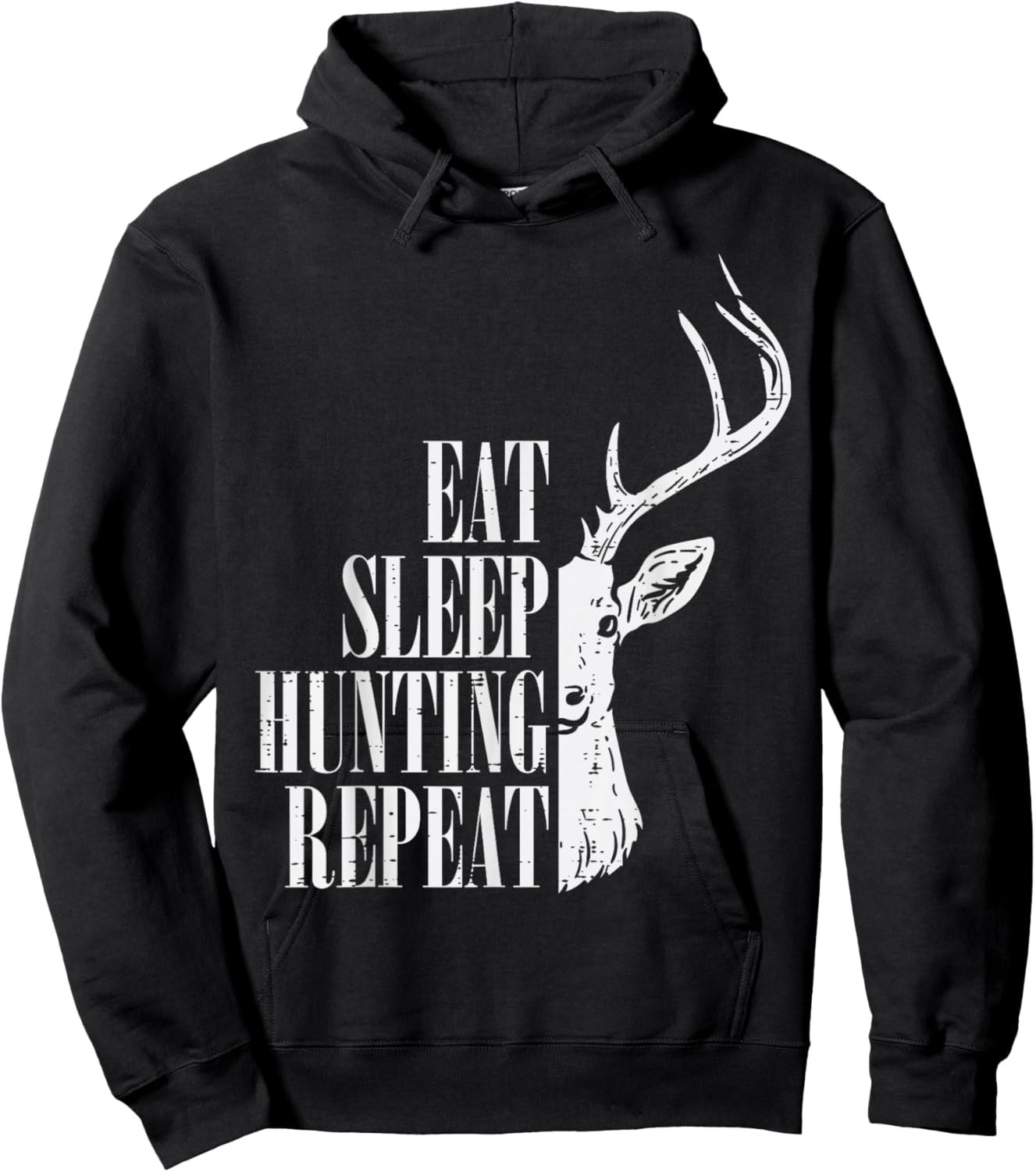 Eat Sleep Hunting Repeat Funny Deer Hunter Men Women Kids Hoodie - Hoodie | Black