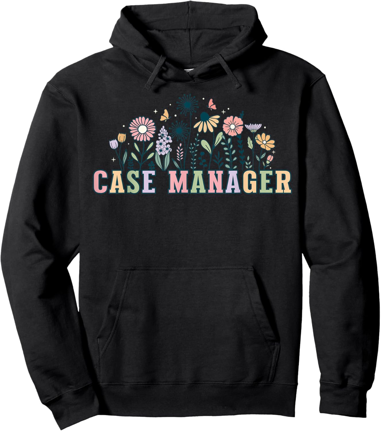 Retro Wildflower Case Management Floral Nurse Case Manager Hoodie - Hoodie | Black
