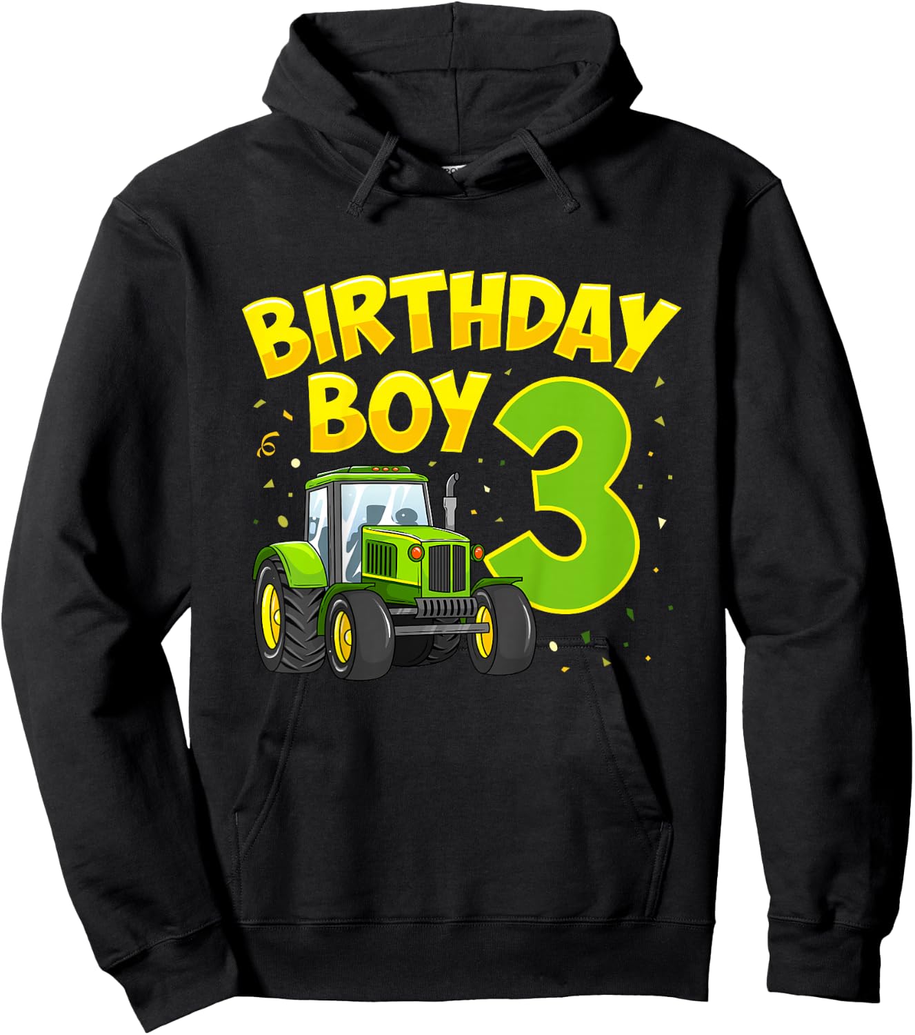 Kids 3rd Birthday Boy 3 Year Old Farm Truck Tractor Party Hoodie - Hoodie | Black