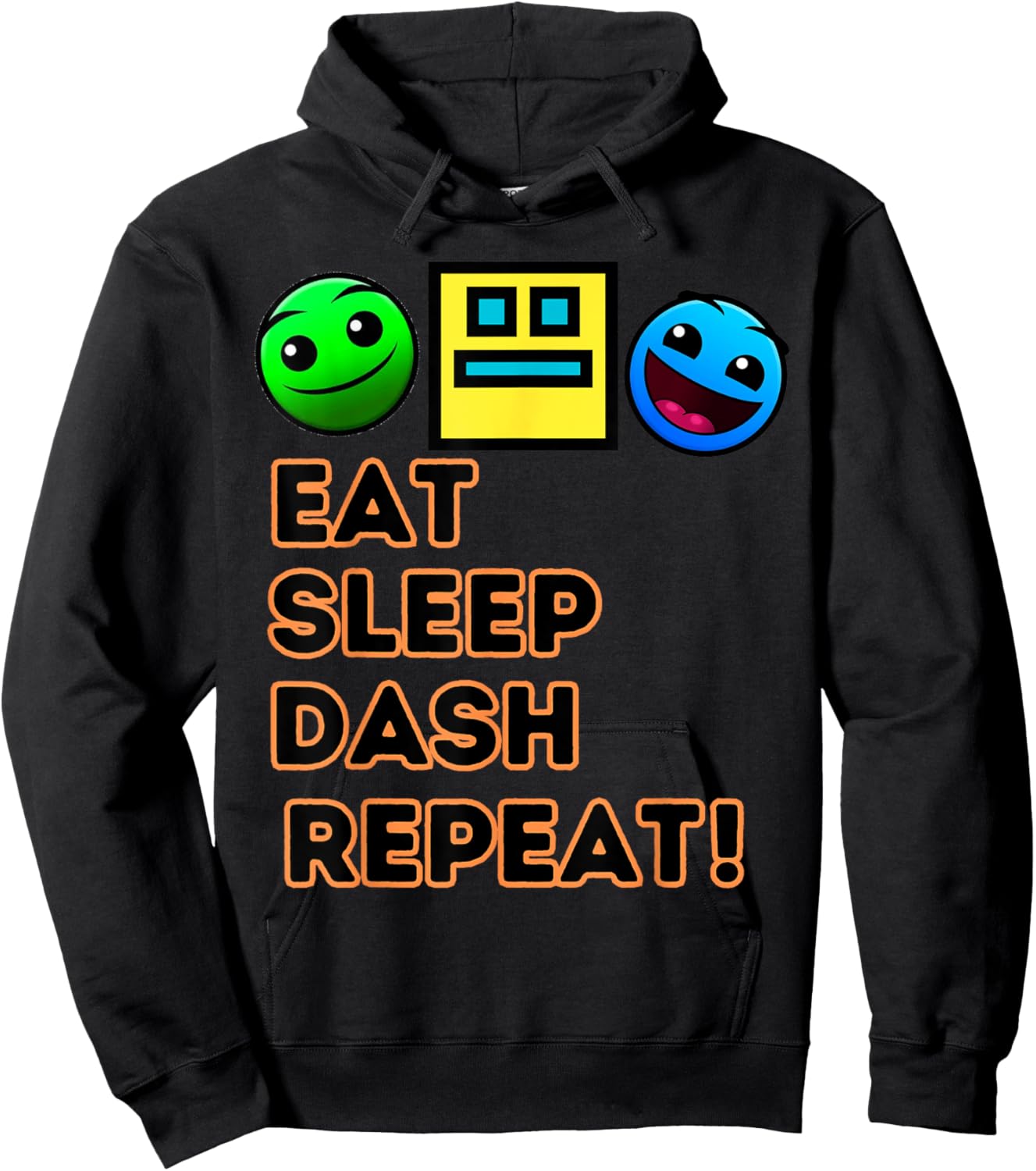 Eat Sleep Dash Repeat Video Game Geometry Video Gamer Hoodie - Hoodie | Black