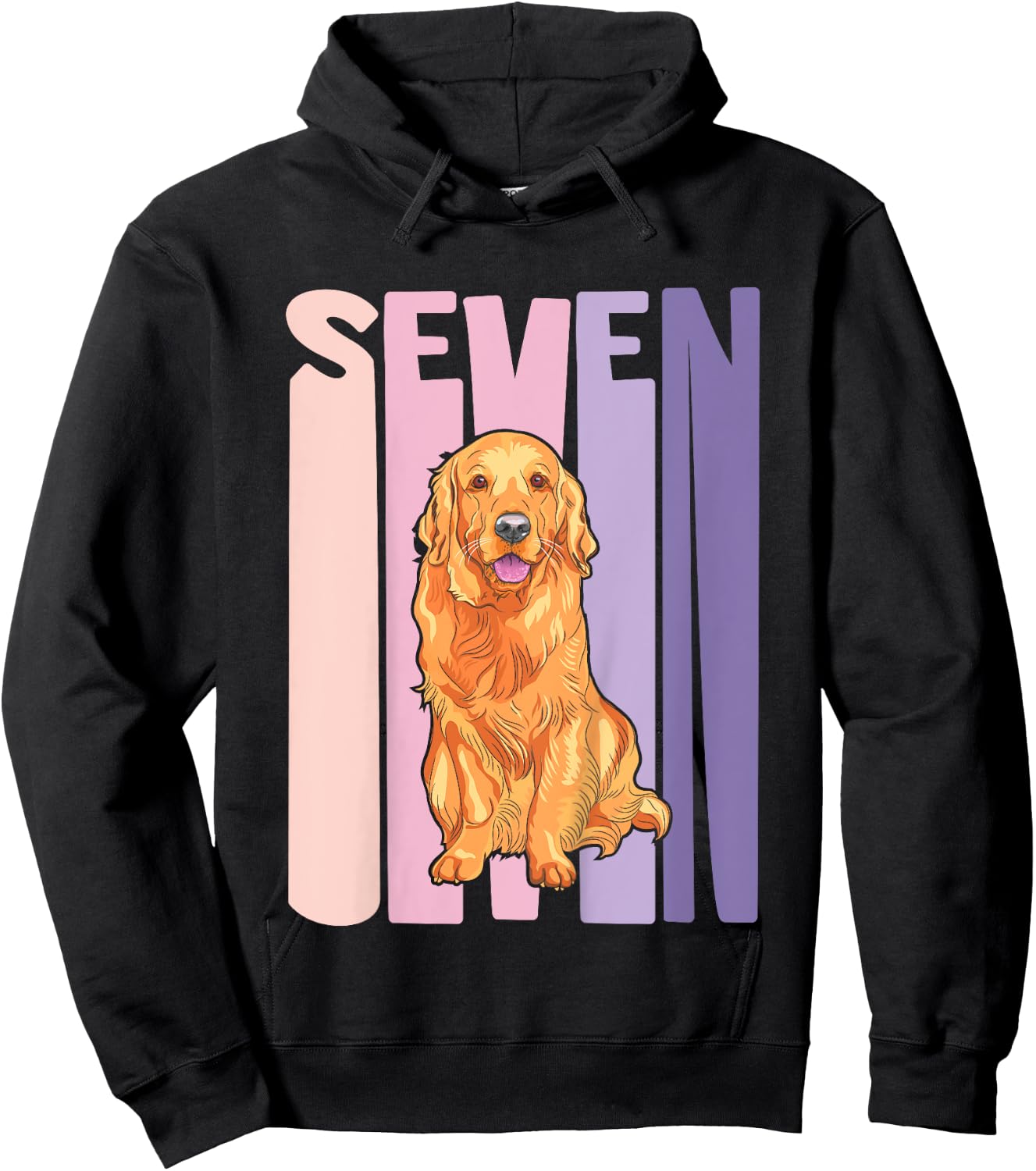 7 Year Old Golden Retriever Lover Birthday Girl Hoodie - Hoodie | Black