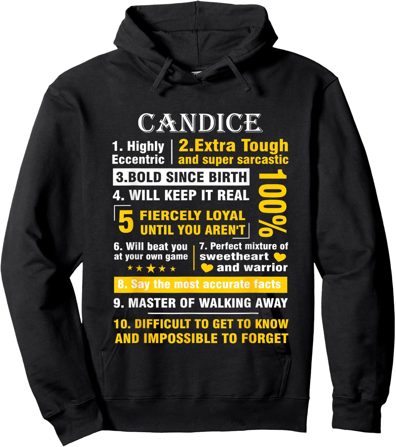 CANDICE Highly Eccentric 10 Facts Shirt First Name shirt Hoodie - Hoodie | Black