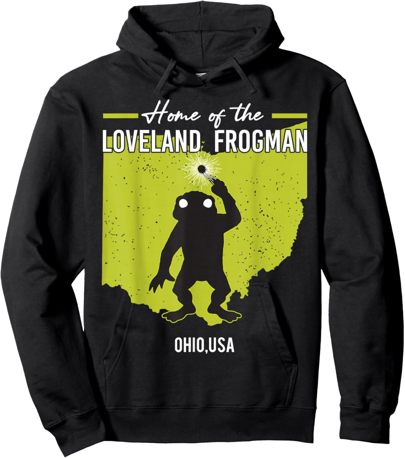 Home Of Loveland Frogman Ohio American Cryptid State Hoodie - Hoodie | Black