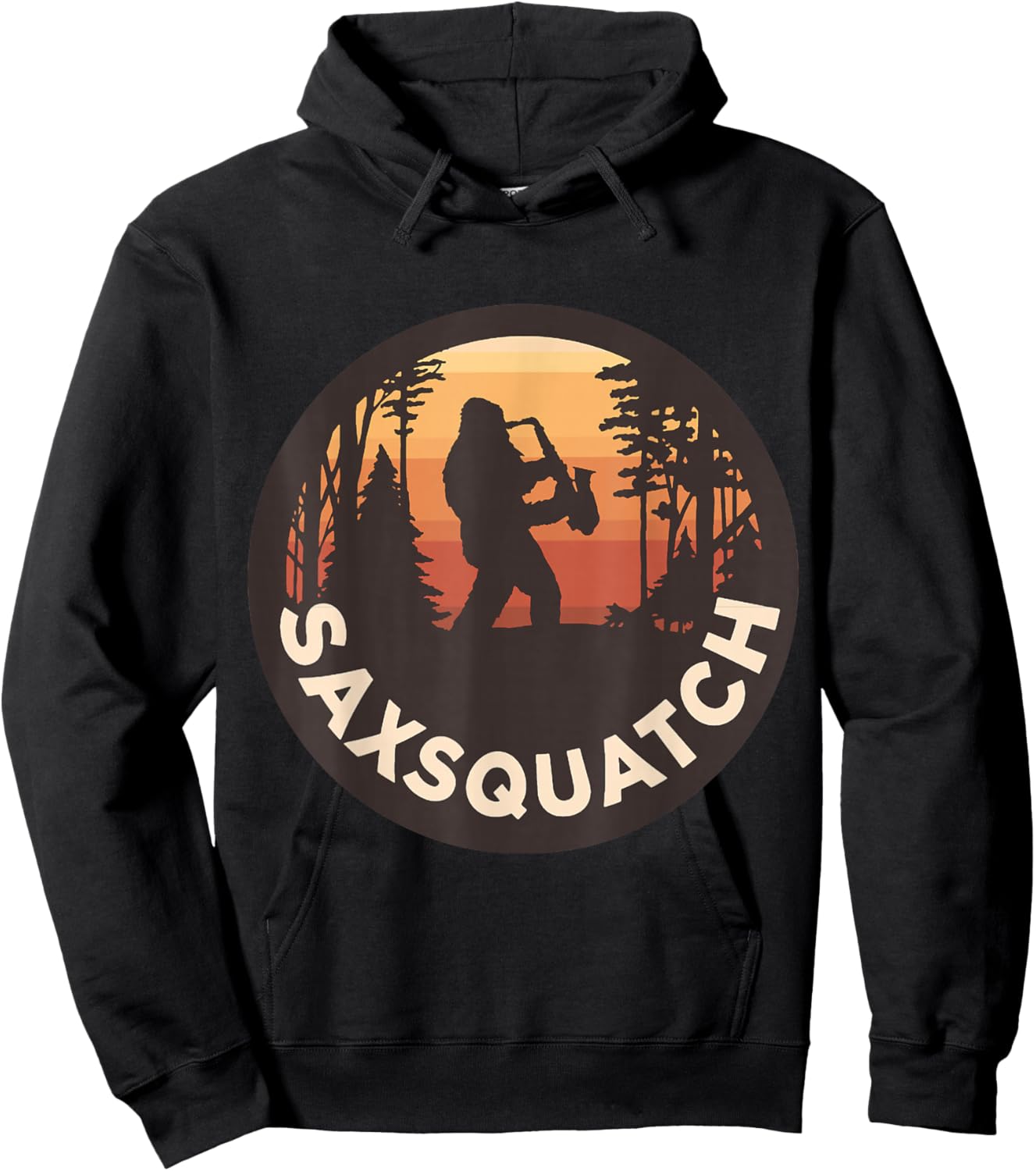 Retro Vintage Sax-Squatch Yeti Bigfoot Playing Saxophone Hoodie - Hoodie | Black