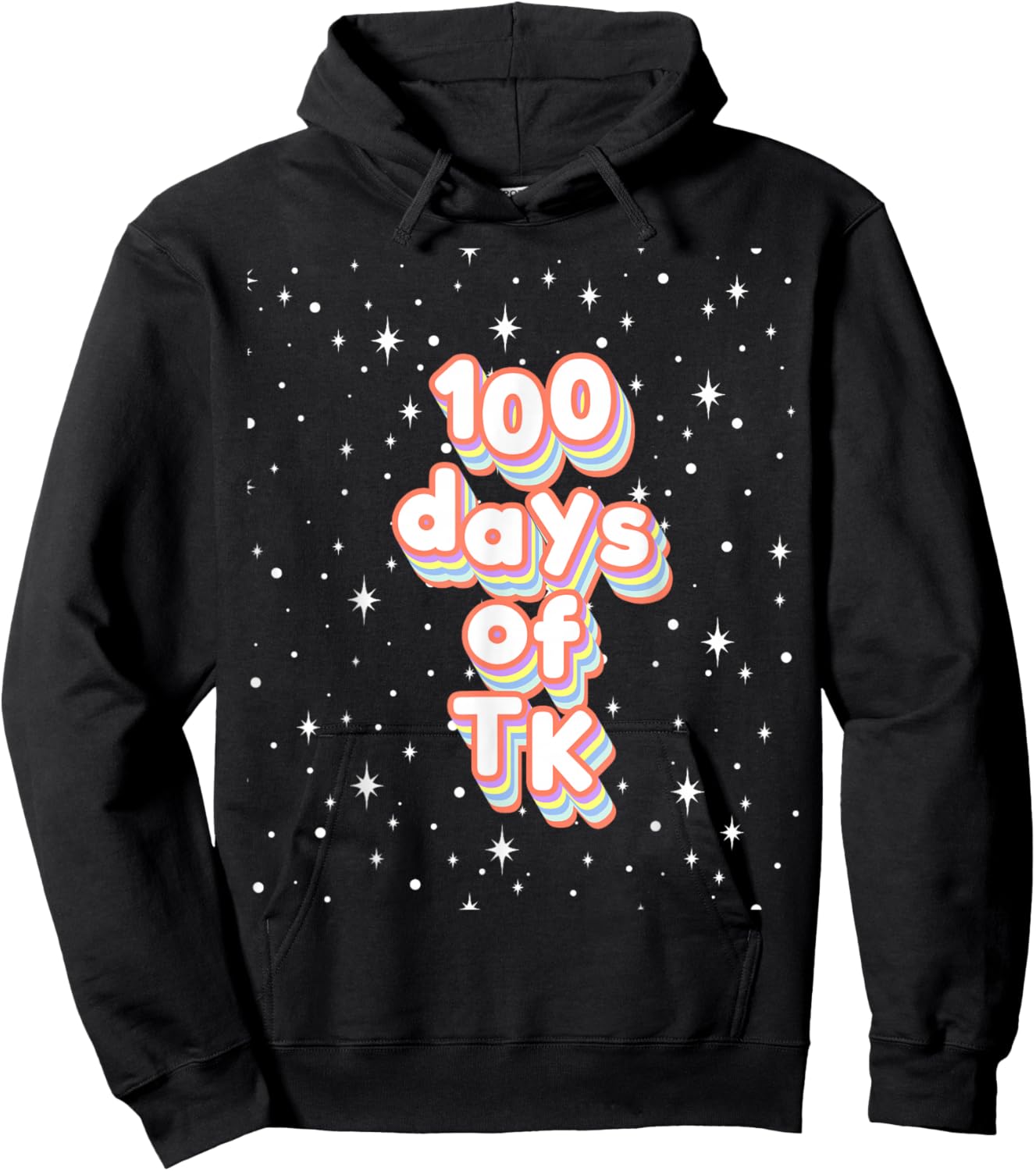 100th Day of School TK Cute 100 Days TK Midcentury Vintage Hoodie - Hoodie | Black