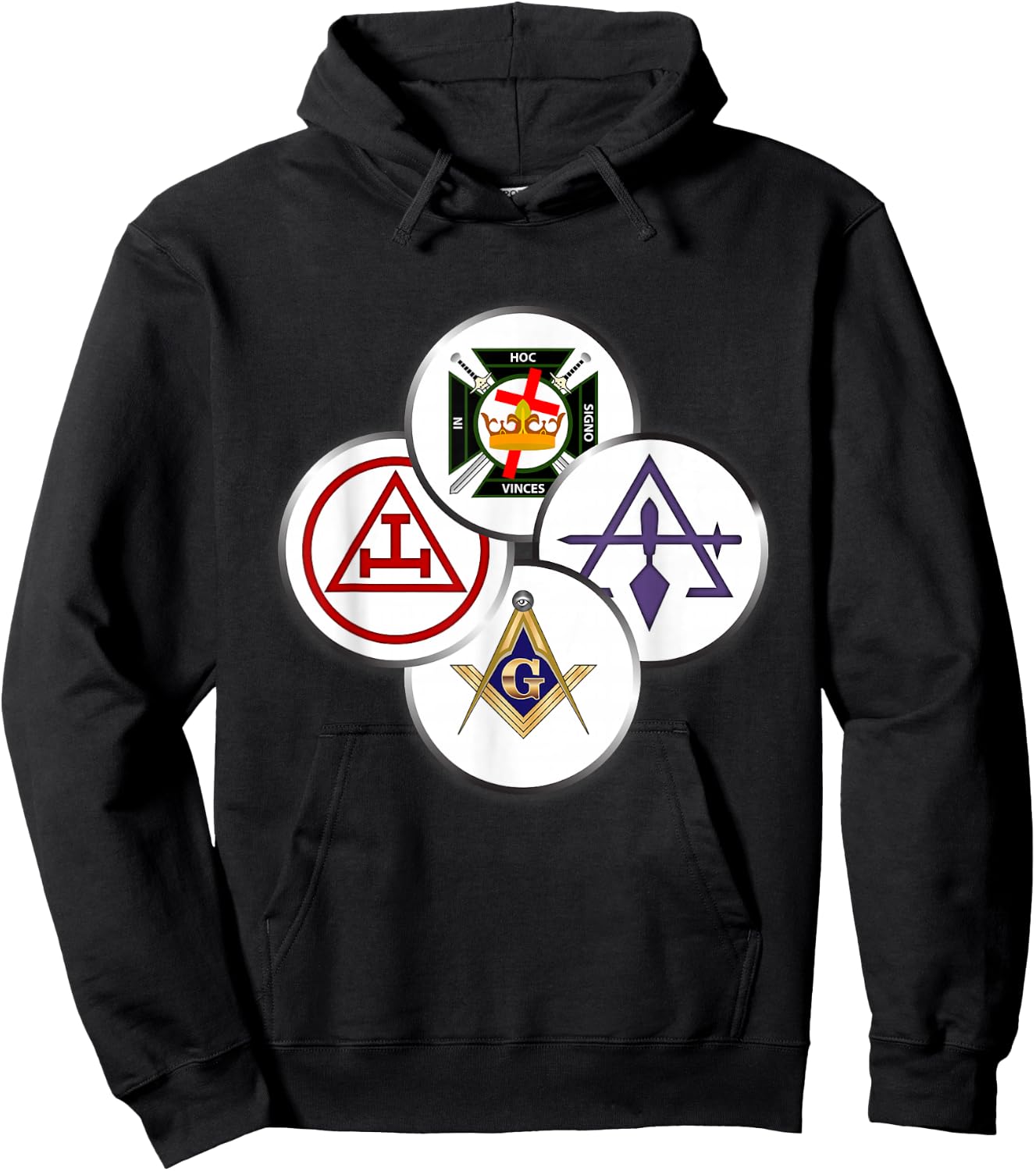 York Rite Mason Circles Masonic Hoodie - Hoodie | Black