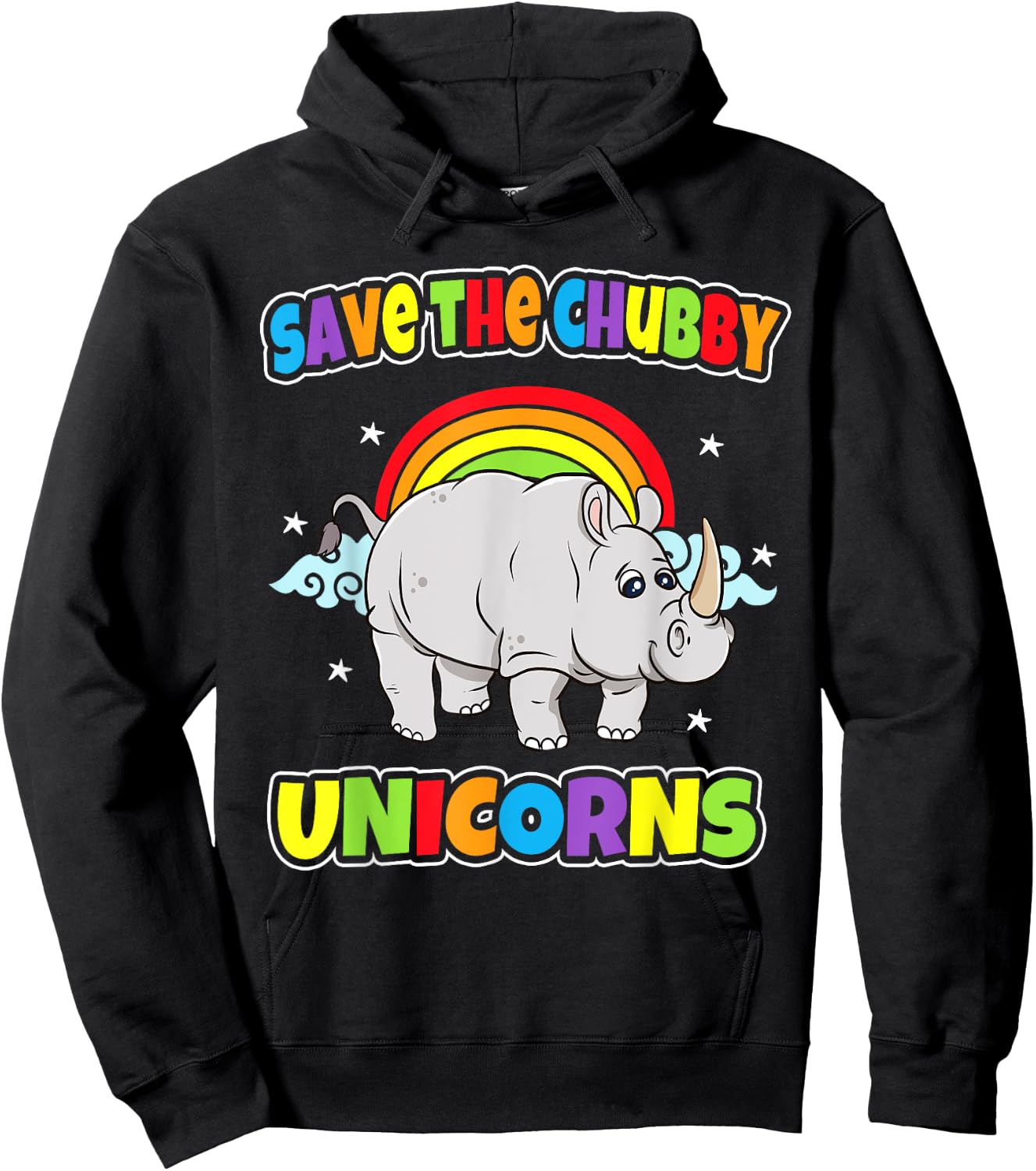 Save The Chubby Unicorns Rhinos Funny Quotes Humor Sayings Hoodie - Hoodie | Black